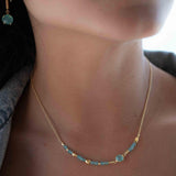 Aqua chalcedony Necklace ~ Gold Plated 18k ~Choker ~ Jewelry ~ Gift For Her ~ Minimalist~ Handmade~ Thin Chain~ Delicate ~Layered ~ MN108