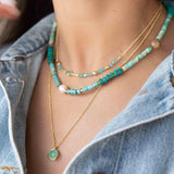 Aqua chalcedony Necklace ~ Gold Plated 18k ~Choker ~ Jewelry ~ Gift For Her ~ Minimalist~ Handmade~ Thin Chain~ Delicate ~Layered ~ MN108