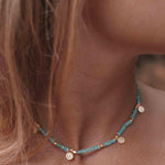 Aqua chalcedony Necklace ~ Gold Plated 18k ~Choker ~ Jewelry ~ Gift For Her ~ Minimalist~ Handmade~ Thin Chain~ Delicate ~Layered ~ MN105