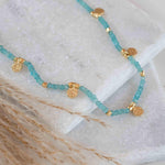 Aqua chalcedony Necklace ~ Gold Plated 18k ~Choker ~ Jewelry ~ Gift For Her ~ Minimalist~ Handmade~ Thin Chain~ Delicate ~Layered ~ MN105