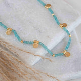 Aqua chalcedony Necklace ~ Gold Plated 18k ~Choker ~ Jewelry ~ Gift For Her ~ Minimalist~ Handmade~ Thin Chain~ Delicate ~Layered ~ MN105