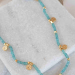 Aqua chalcedony Necklace ~ Gold Plated 18k ~Choker ~ Jewelry ~ Gift For Her ~ Minimalist~ Handmade~ Thin Chain~ Delicate ~Layered ~ MN105