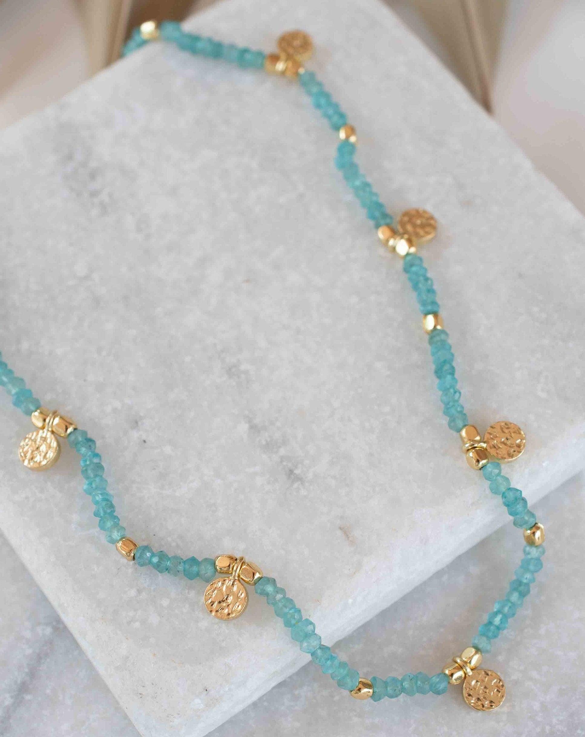 Aqua chalcedony Necklace ~ Gold Plated 18k ~Choker ~ Jewelry ~ Gift For Her ~ Minimalist~ Handmade~ Thin Chain~ Delicate ~Layered ~ MN105