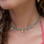 Aqua chalcedony Necklace ~ Gold Plated 18k ~Choker ~ Jewelry ~ Gift For Her ~ Minimalist~ Handmade~ Thin Chain~ Delicate ~Layered ~ MN105