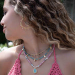 Aqua chalcedony Necklace ~ Gold Plated 18k ~Choker ~ Jewelry ~ Gift For Her ~ Minimalist~ Handmade~ Thin Chain~ Delicate ~Layered ~ MN105