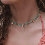 Aqua chalcedony Necklace ~ Gold Plated 18k ~Choker ~ Jewelry ~ Gift For Her ~ Minimalist~ Handmade~ Thin Chain~ Delicate ~Layered ~ MN105