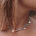 Aqua chalcedony Necklace ~ Gold Plated 18k ~Choker ~ Jewelry ~ Gift For Her ~ Minimalist~ Handmade~ Thin Chain~ Delicate ~Layered ~ MN105