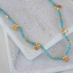 Aqua chalcedony Necklace ~ Gold Plated 18k ~Choker ~ Jewelry ~ Gift For Her ~ Minimalist~ Handmade~ Thin Chain~ Delicate ~Layered ~ MN105