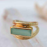 Aqua Chalcedony Gold Ring ~ Delicate ~ 18k Gold Plated ~ Handmade ~ Gemstone ~ Statement  ~ Hippie ~Bohemian~ June Birthstone ~ MR302