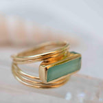 Aqua Chalcedony Gold Ring ~ Delicate ~ 18k Gold Plated ~ Handmade ~ Gemstone ~ Statement  ~ Hippie ~Bohemian~ June Birthstone ~ MR302