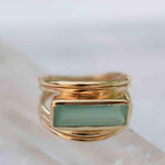 Aqua Chalcedony Gold Ring ~ Delicate ~ 18k Gold Plated ~ Handmade ~ Gemstone ~ Statement  ~ Hippie ~Bohemian~ June Birthstone ~ MR302