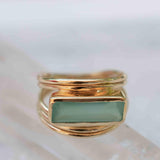 Aqua Chalcedony Gold Ring ~ Delicate ~ 18k Gold Plated ~ Handmade ~ Gemstone ~ Statement  ~ Hippie ~Bohemian~ June Birthstone ~ MR302