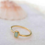 Aqua Chalcedony Gold Ring ~ Delicate ~ 18k Gold Plated ~ Handmade ~ Gemstone ~ Statement  ~ Hippie ~Bohemian~ June Birthstone - MR322