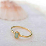 Aqua Chalcedony Gold Ring ~ Delicate ~ 18k Gold Plated ~ Handmade ~ Gemstone ~ Statement  ~ Hippie ~Bohemian~ June Birthstone - MR322