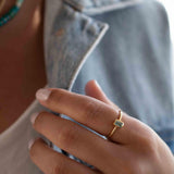 Aqua Chalcedony Gold Ring ~ Delicate ~ 18k Gold Plated ~ Handmade ~ Gemstone ~ Statement  ~ Hippie ~Bohemian~ June Birthstone - MR322