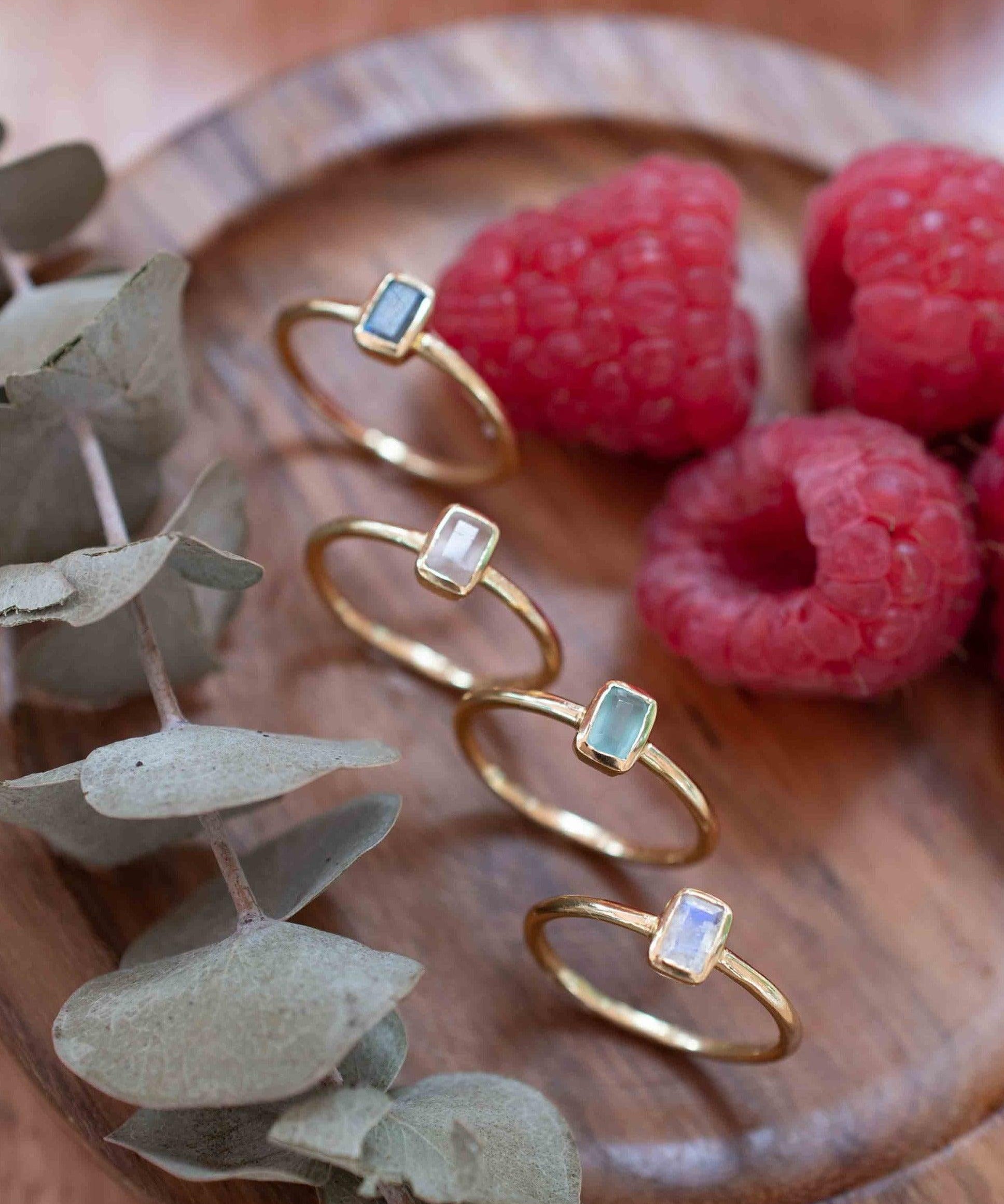 Aqua Chalcedony Gold Ring ~ Delicate ~ 18k Gold Plated ~ Handmade ~ Gemstone ~ Statement  ~ Hippie ~Bohemian~ June Birthstone - MR322