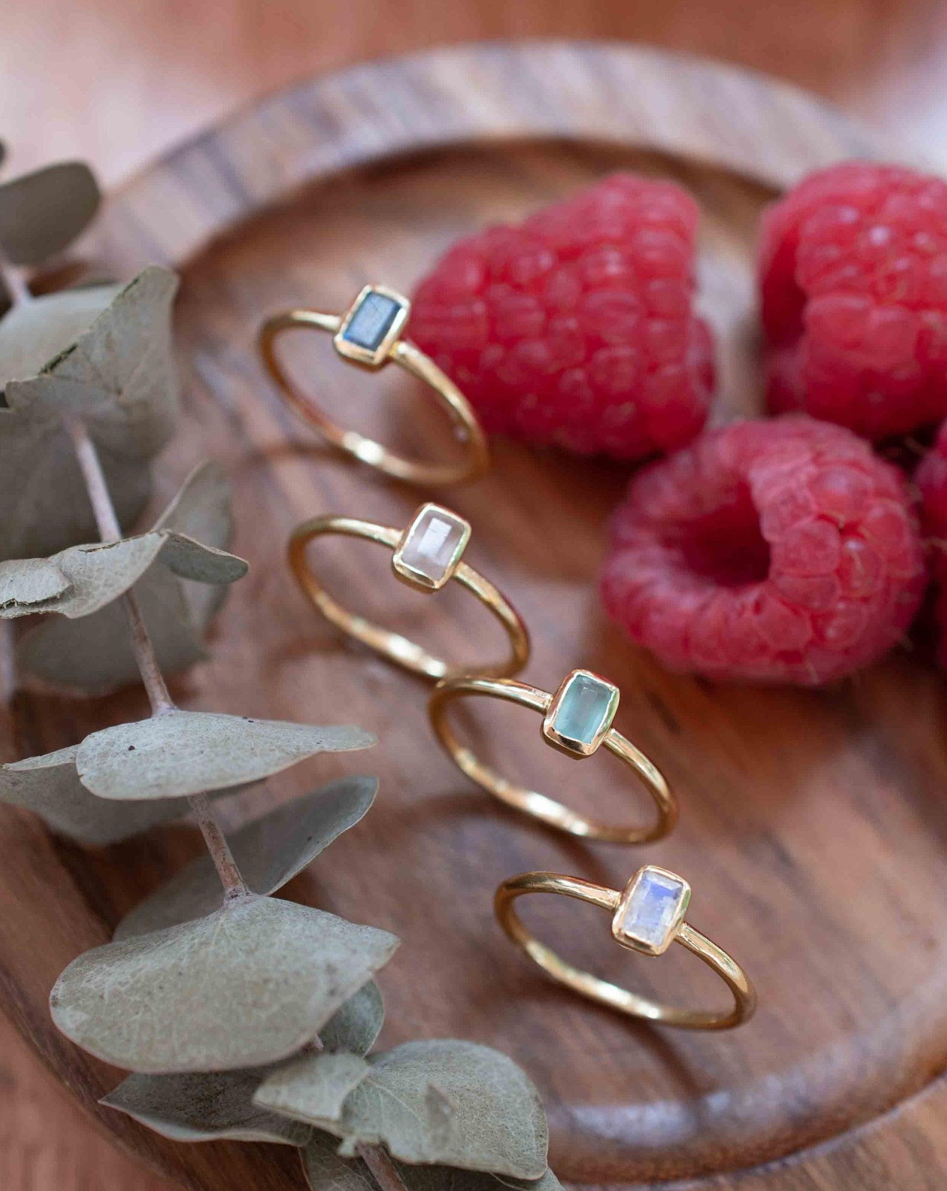 Aqua Chalcedony Gold Ring ~ Delicate ~ 18k Gold Plated ~ Handmade ~ Gemstone ~ Statement  ~ Hippie ~Bohemian~ June Birthstone - MR322