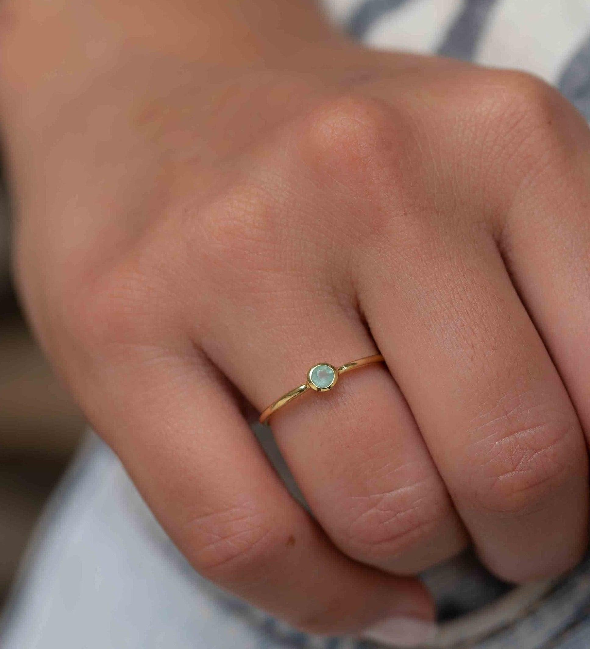Aqua Chalcedony Gold Ring ~ Delicate ~ 18k Gold Plated ~ Handmade ~ Gemstone~Statement ~Everyday~ Hippie~Bohemian~Stackable ~MR328