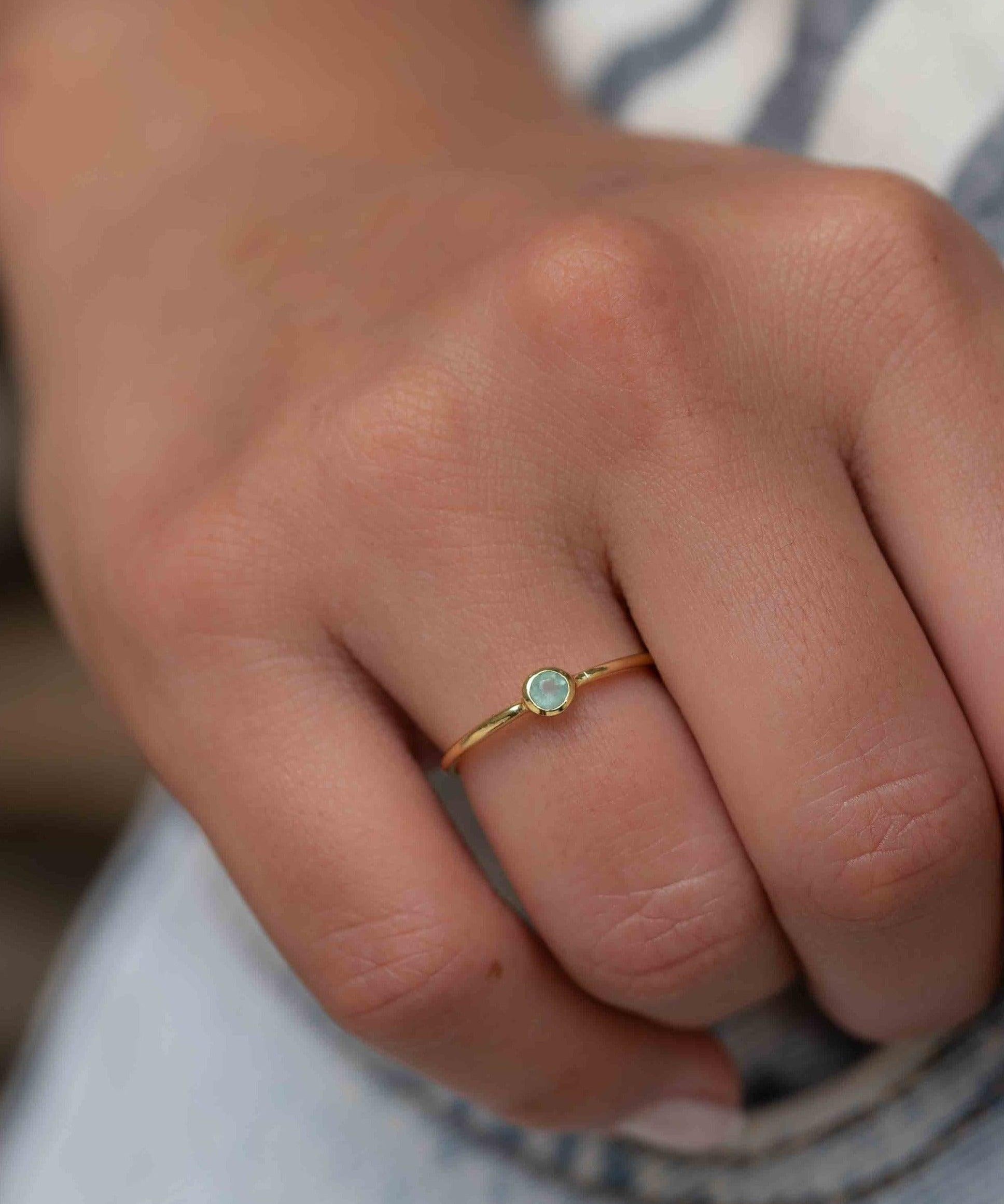 Aqua Chalcedony Gold Ring ~ Delicate ~ 18k Gold Plated ~ Handmade ~ Gemstone~Statement ~Everyday~ Hippie~Bohemian~Stackable ~MR328