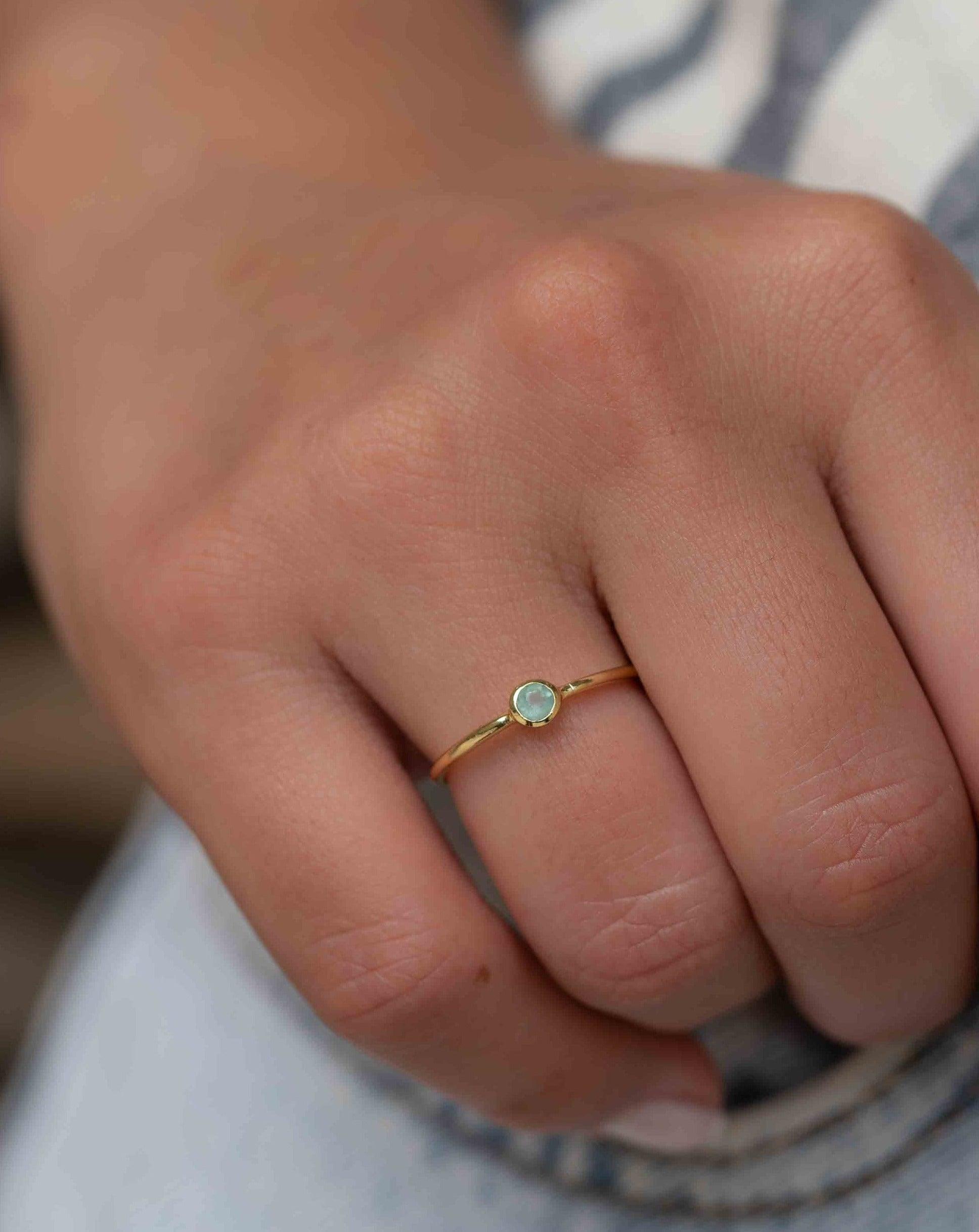 Aqua Chalcedony Gold Ring ~ Delicate ~ 18k Gold Plated ~ Handmade ~ Gemstone~Statement ~Everyday~ Hippie~Bohemian~Stackable ~MR328