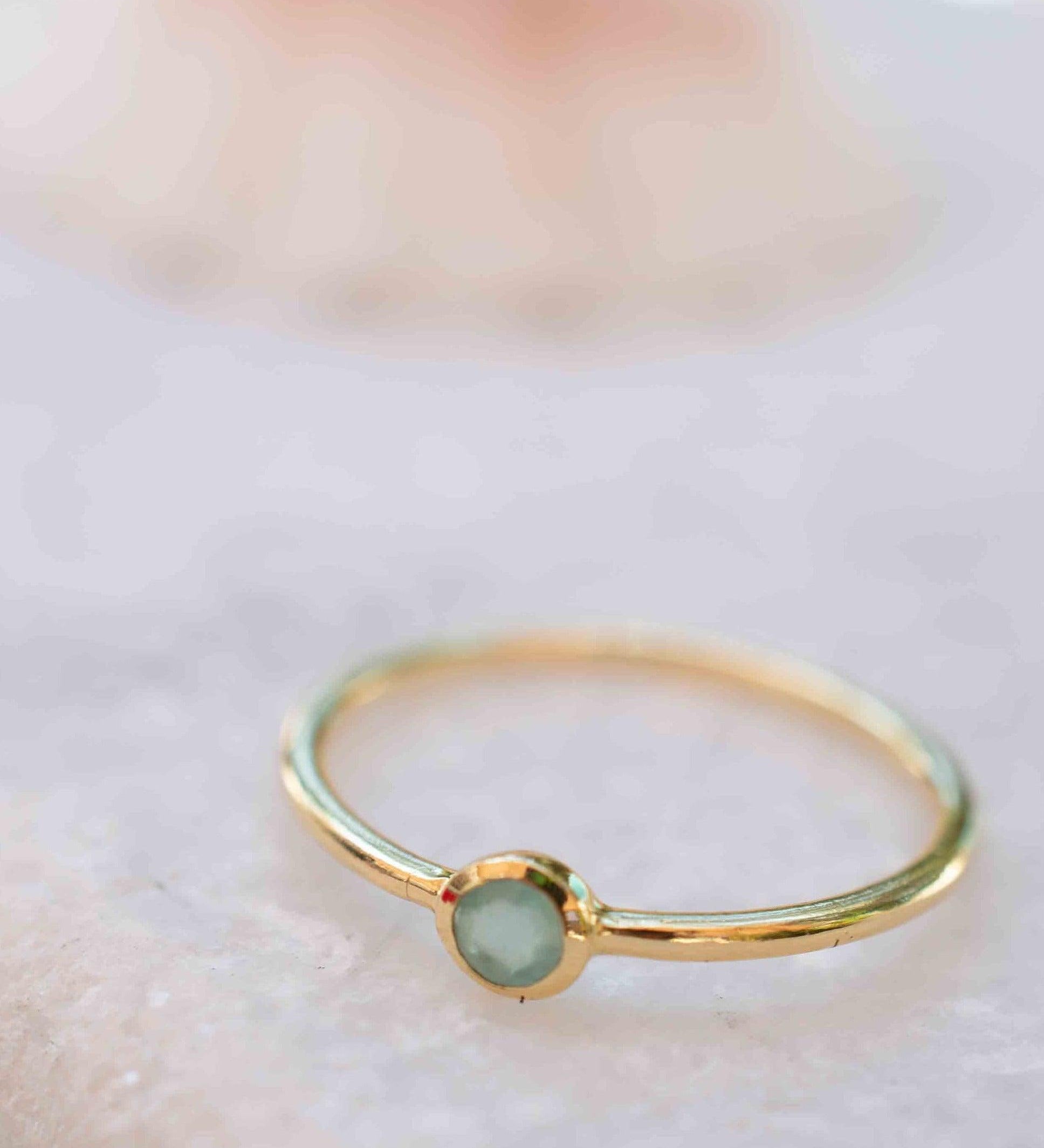 Aqua Chalcedony Gold Ring ~ Delicate ~ 18k Gold Plated ~ Handmade ~ Gemstone~Statement ~Everyday~ Hippie~Bohemian~Stackable ~MR328