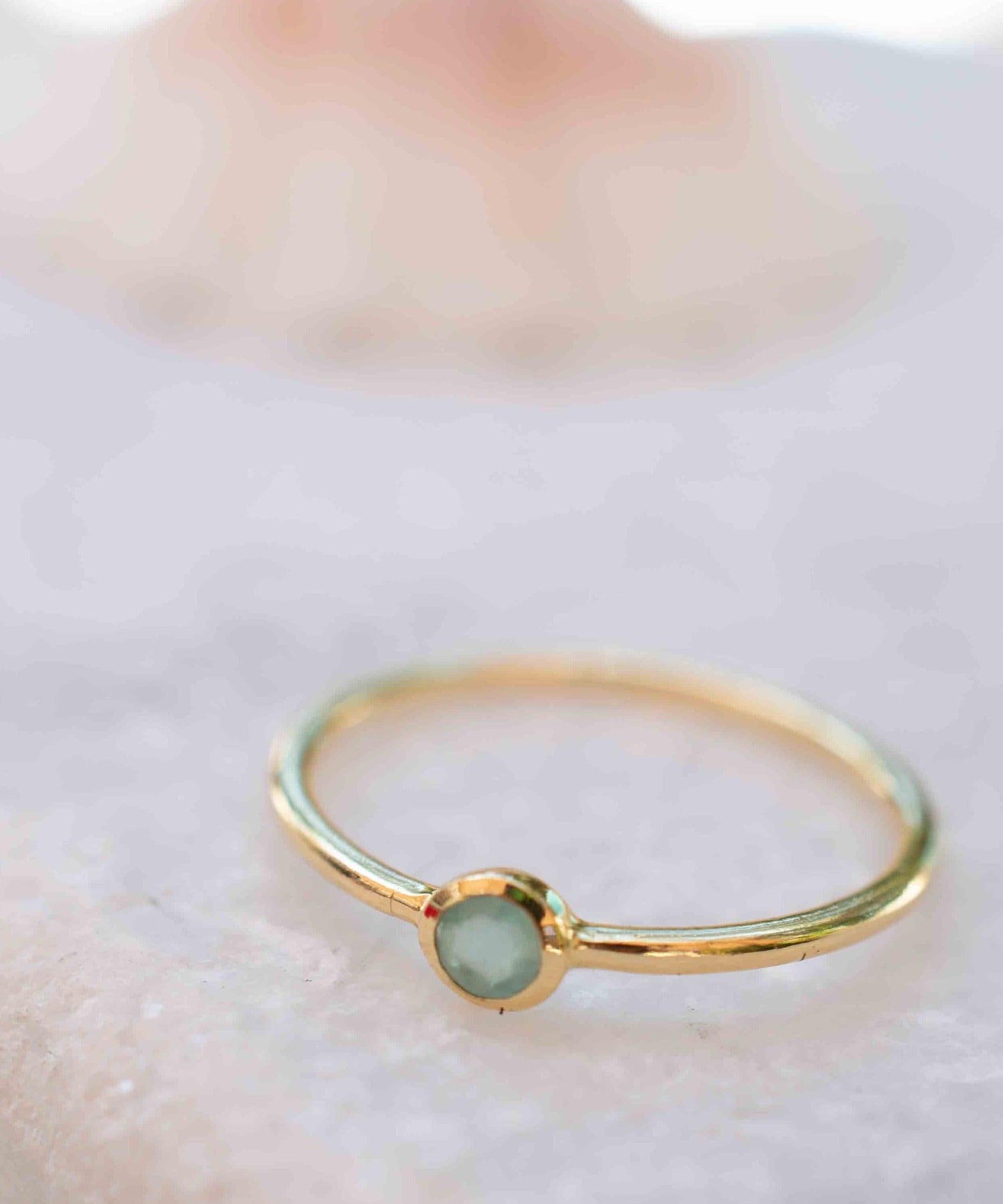 Aqua Chalcedony Gold Ring ~ Delicate ~ 18k Gold Plated ~ Handmade ~ Gemstone~Statement ~Everyday~ Hippie~Bohemian~Stackable ~MR328