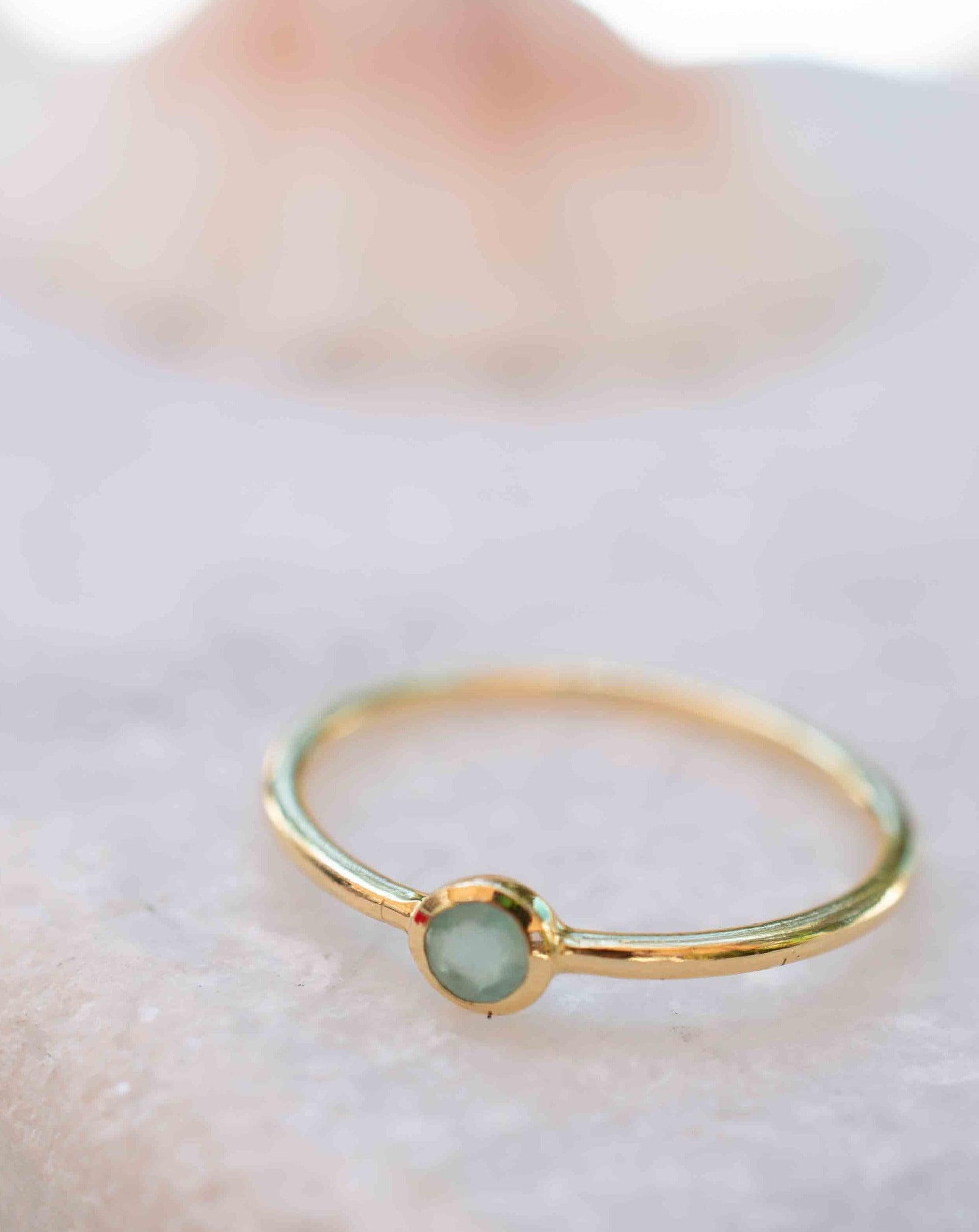 Aqua Chalcedony Gold Ring ~ Delicate ~ 18k Gold Plated ~ Handmade ~ Gemstone~Statement ~Everyday~ Hippie~Bohemian~Stackable ~MR328