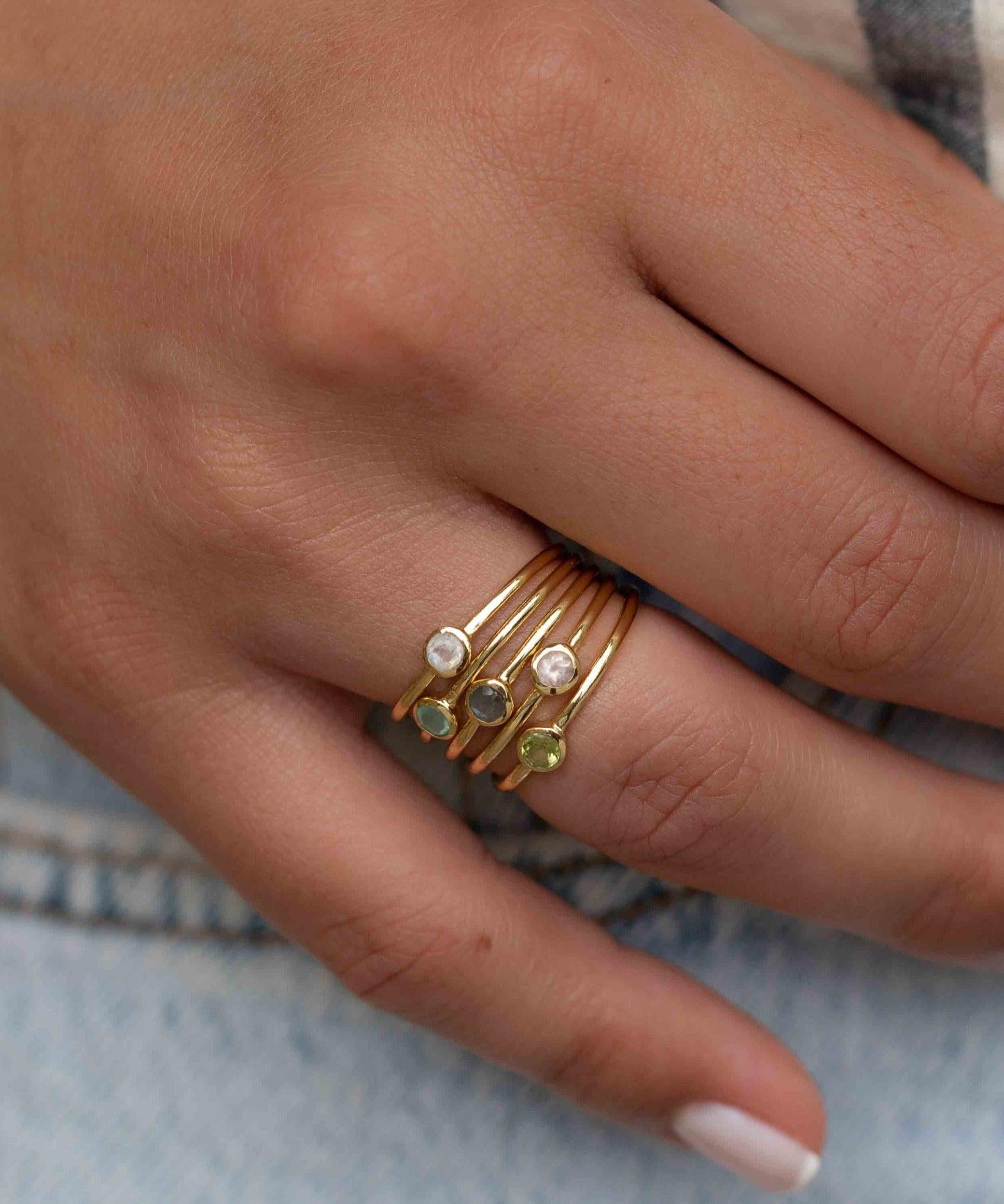 Aqua Chalcedony Gold Ring ~ Delicate ~ 18k Gold Plated ~ Handmade ~ Gemstone~Statement ~Everyday~ Hippie~Bohemian~Stackable ~MR328