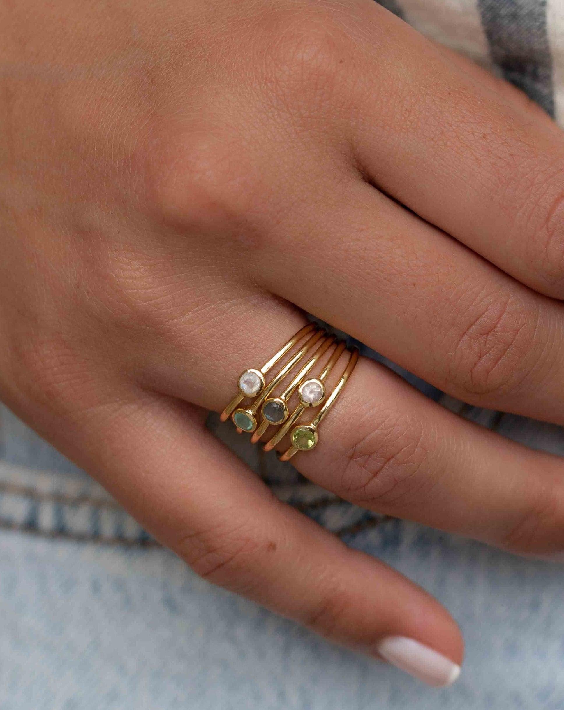 Aqua Chalcedony Gold Ring ~ Delicate ~ 18k Gold Plated ~ Handmade ~ Gemstone~Statement ~Everyday~ Hippie~Bohemian~Stackable ~MR328