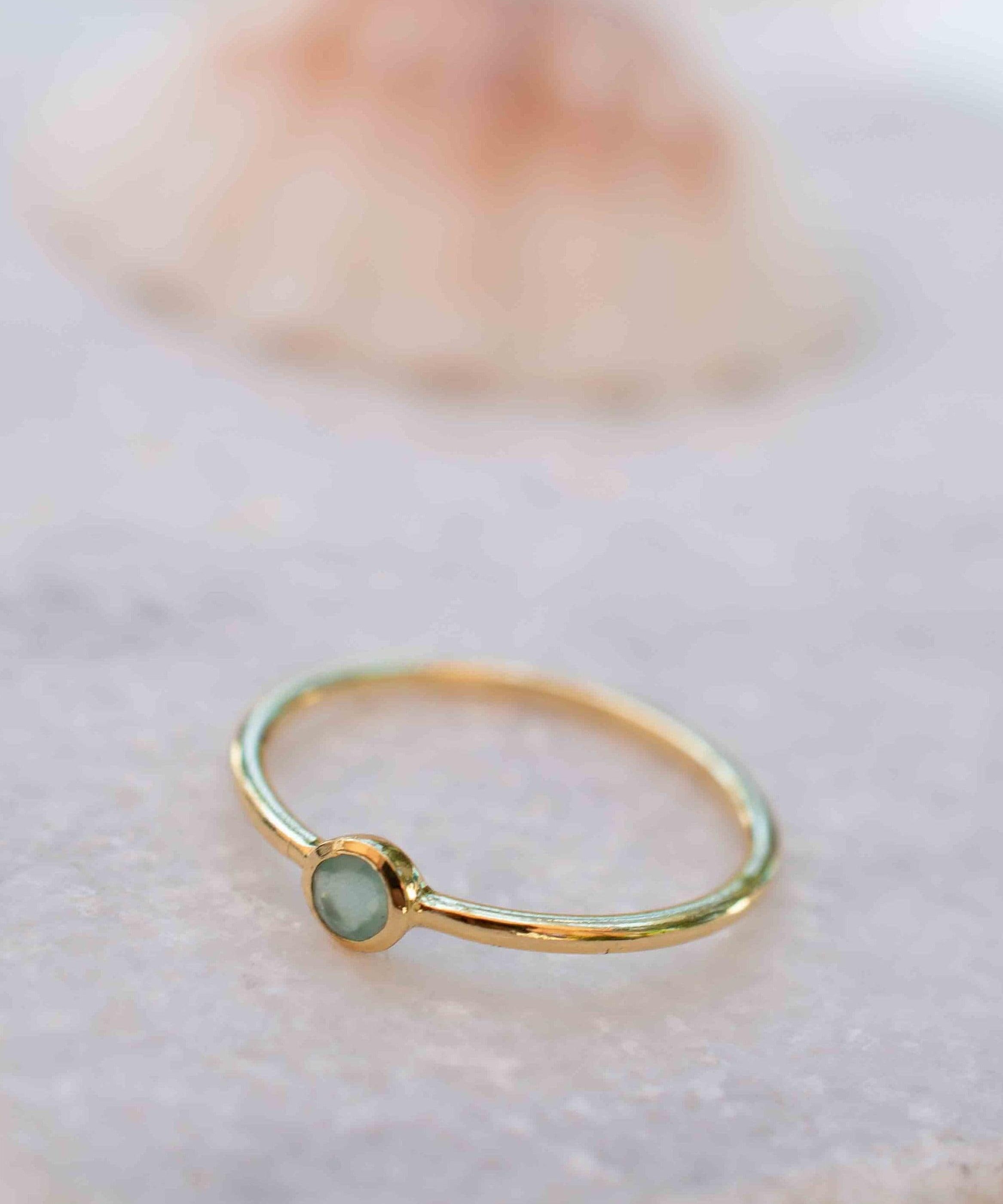 Aqua Chalcedony Gold Ring ~ Delicate ~ 18k Gold Plated ~ Handmade ~ Gemstone~Statement ~Everyday~ Hippie~Bohemian~Stackable ~MR328