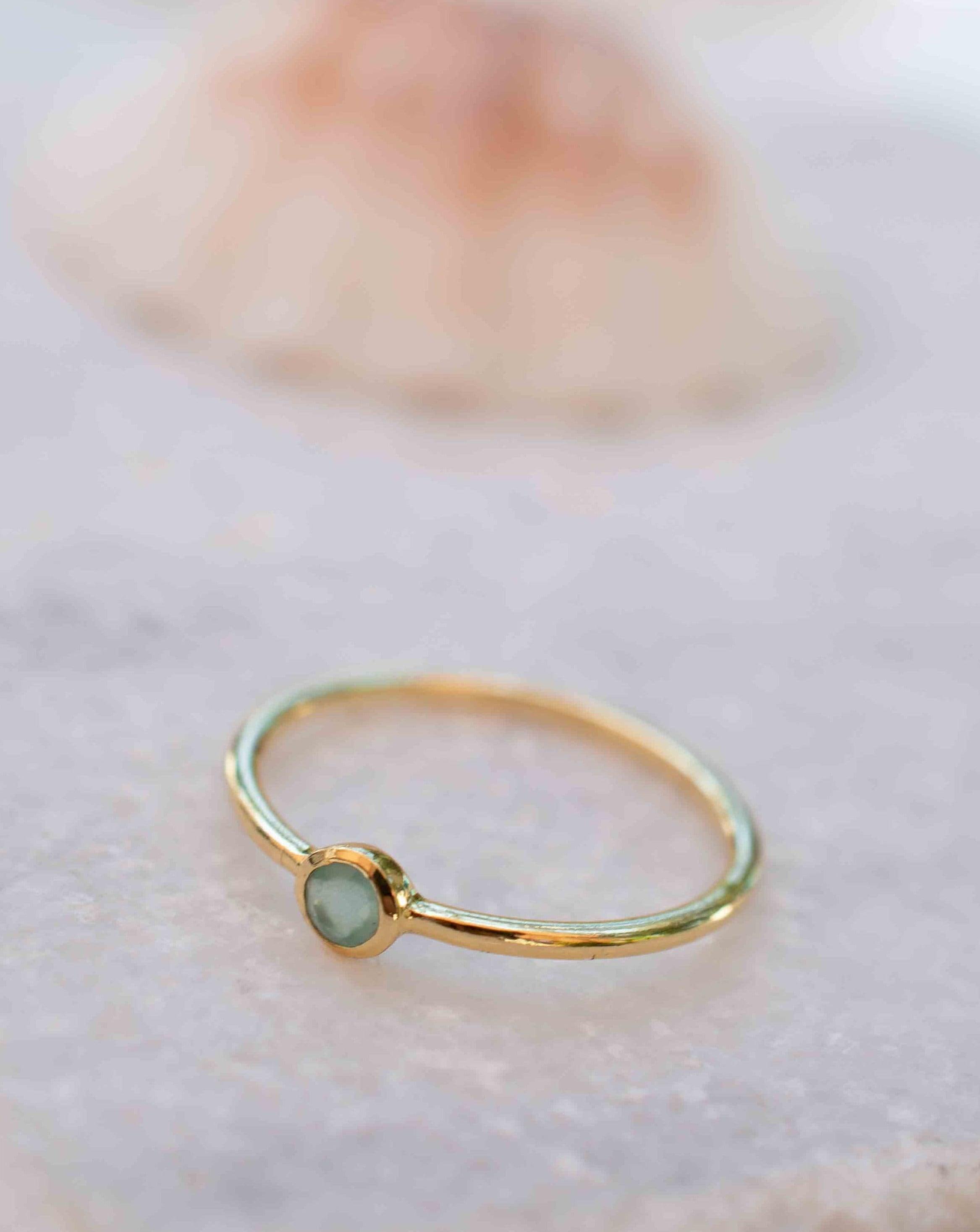 Aqua Chalcedony Gold Ring ~ Delicate ~ 18k Gold Plated ~ Handmade ~ Gemstone~Statement ~Everyday~ Hippie~Bohemian~Stackable ~MR328