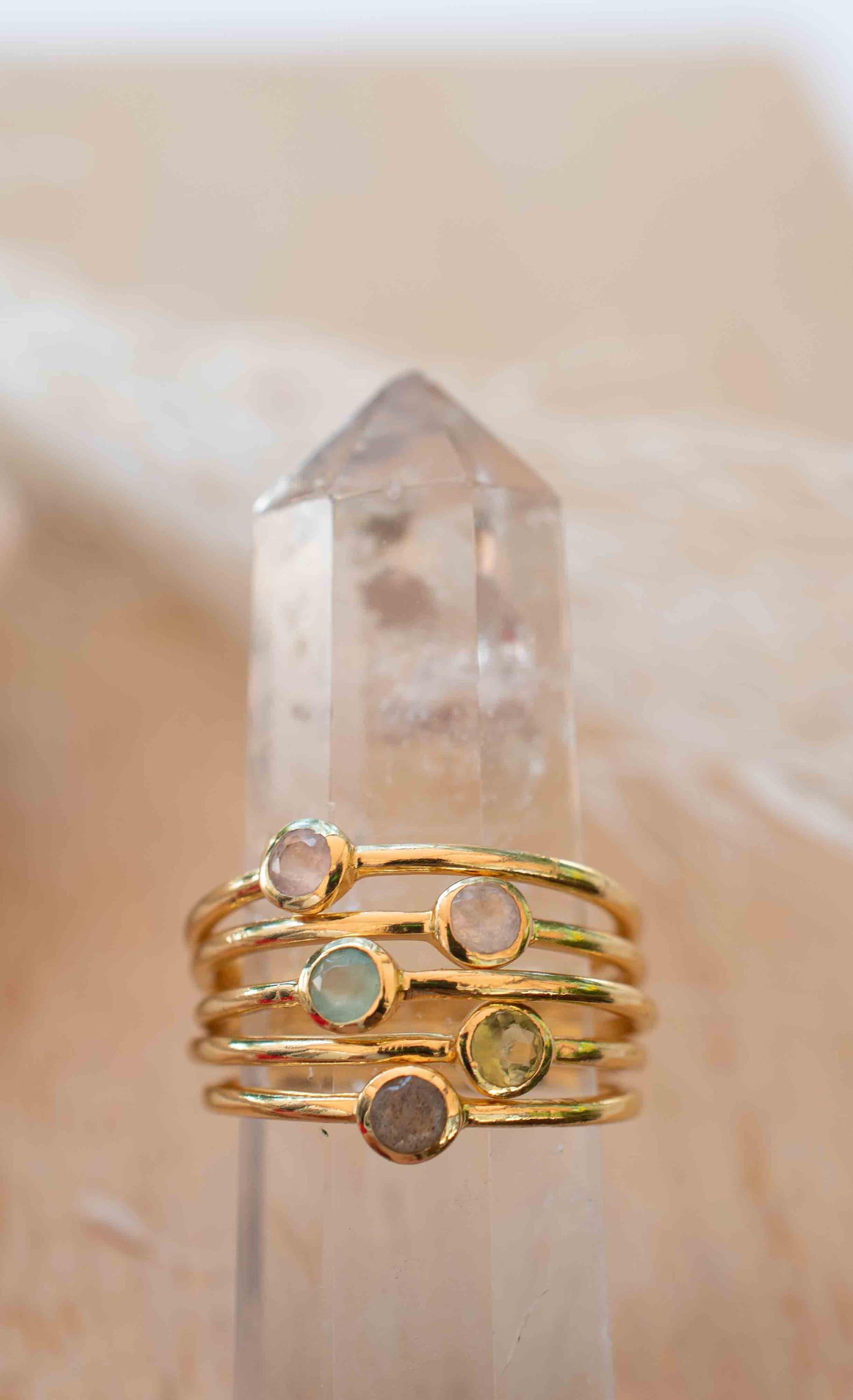 Aqua Chalcedony Gold Ring ~ Delicate ~ 18k Gold Plated ~ Handmade ~ Gemstone~Statement ~Everyday~ Hippie~Bohemian~Stackable ~MR328