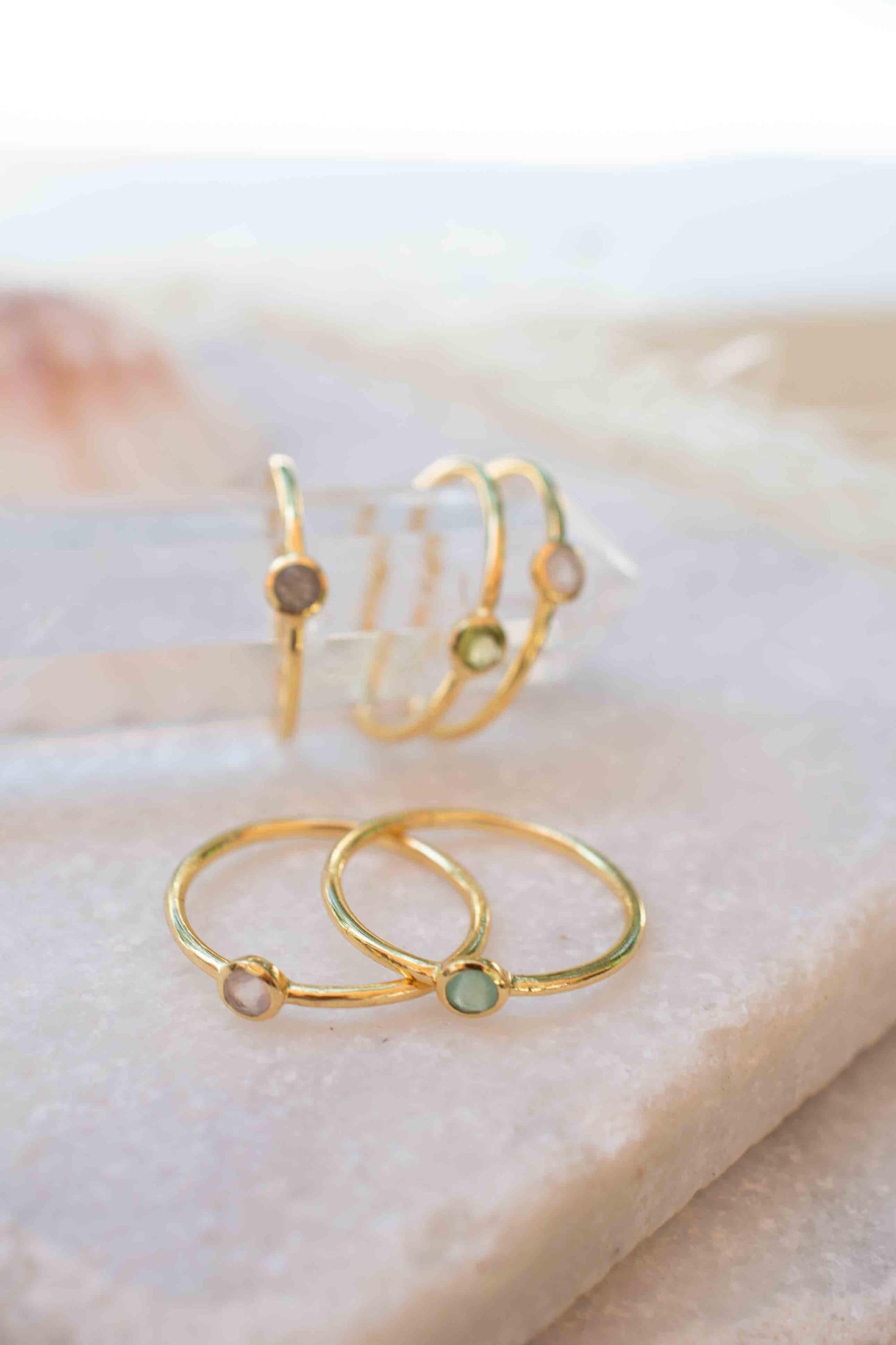 Aqua Chalcedony Gold Ring ~ Delicate ~ 18k Gold Plated ~ Handmade ~ Gemstone~Statement ~Everyday~ Hippie~Bohemian~Stackable ~MR328
