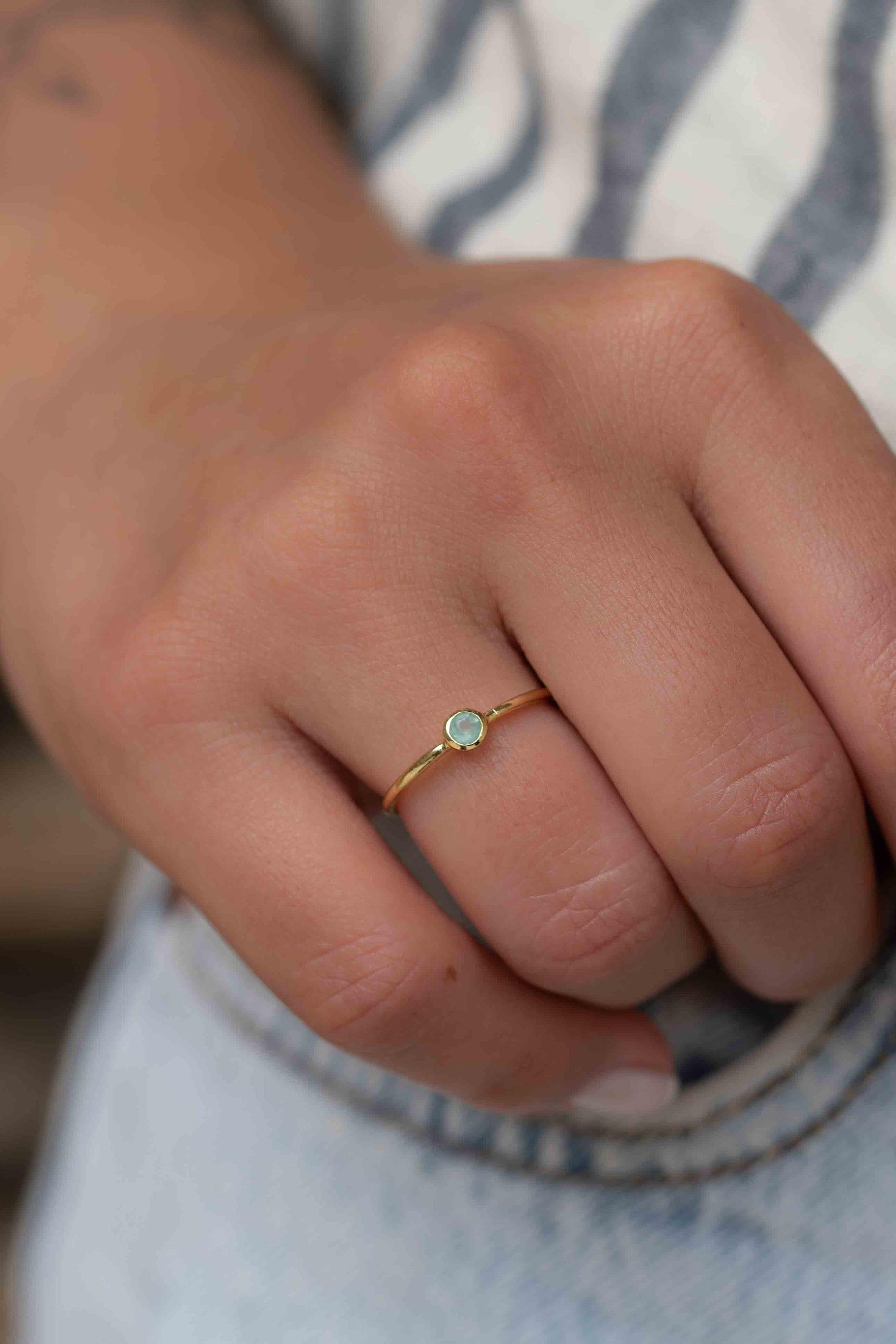 Aqua Chalcedony Gold Ring ~ Delicate ~ 18k Gold Plated ~ Handmade ~ Gemstone~Statement ~Everyday~ Hippie~Bohemian~Stackable ~MR328