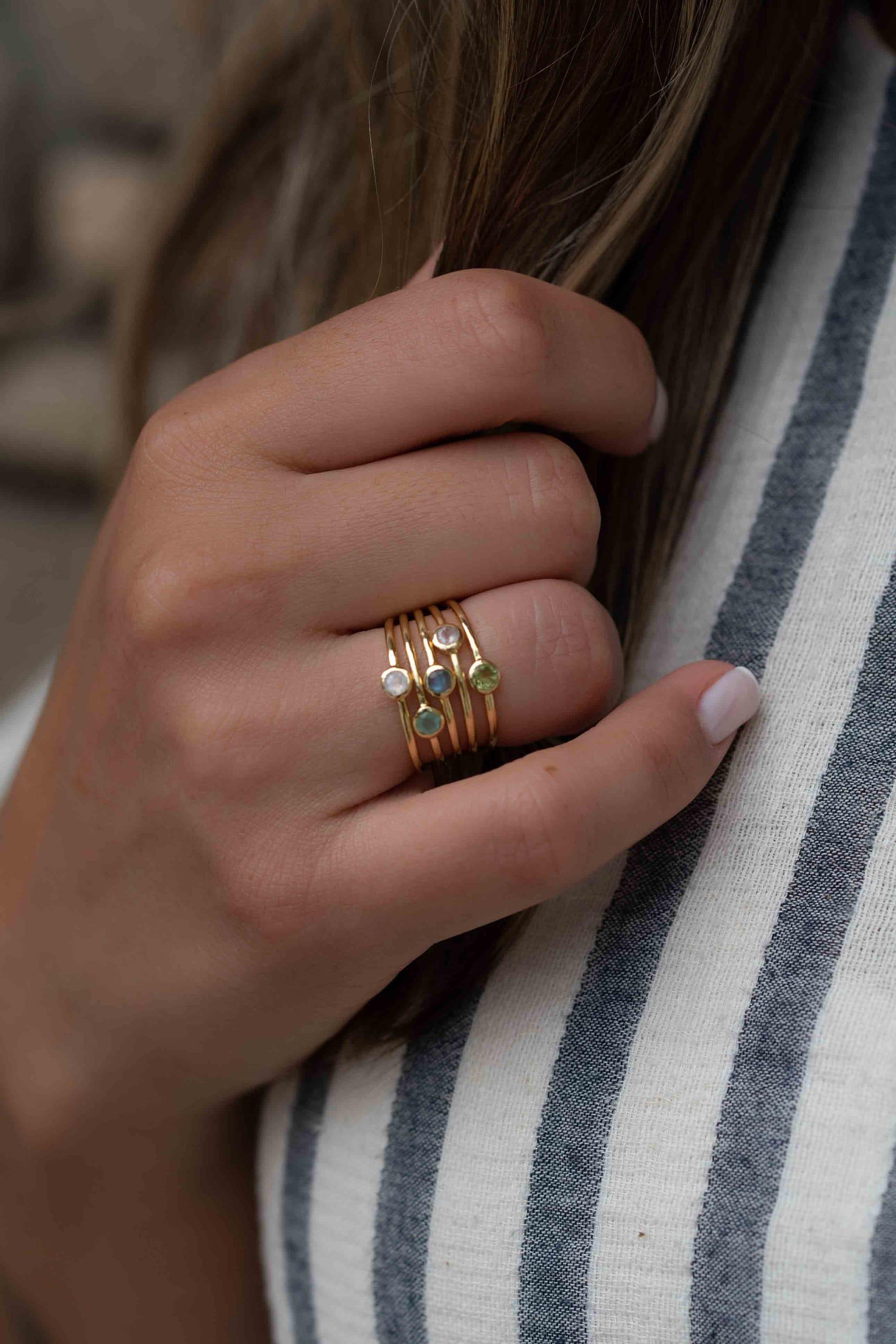 Aqua Chalcedony Gold Ring ~ Delicate ~ 18k Gold Plated ~ Handmade ~ Gemstone~Statement ~Everyday~ Hippie~Bohemian~Stackable ~MR328