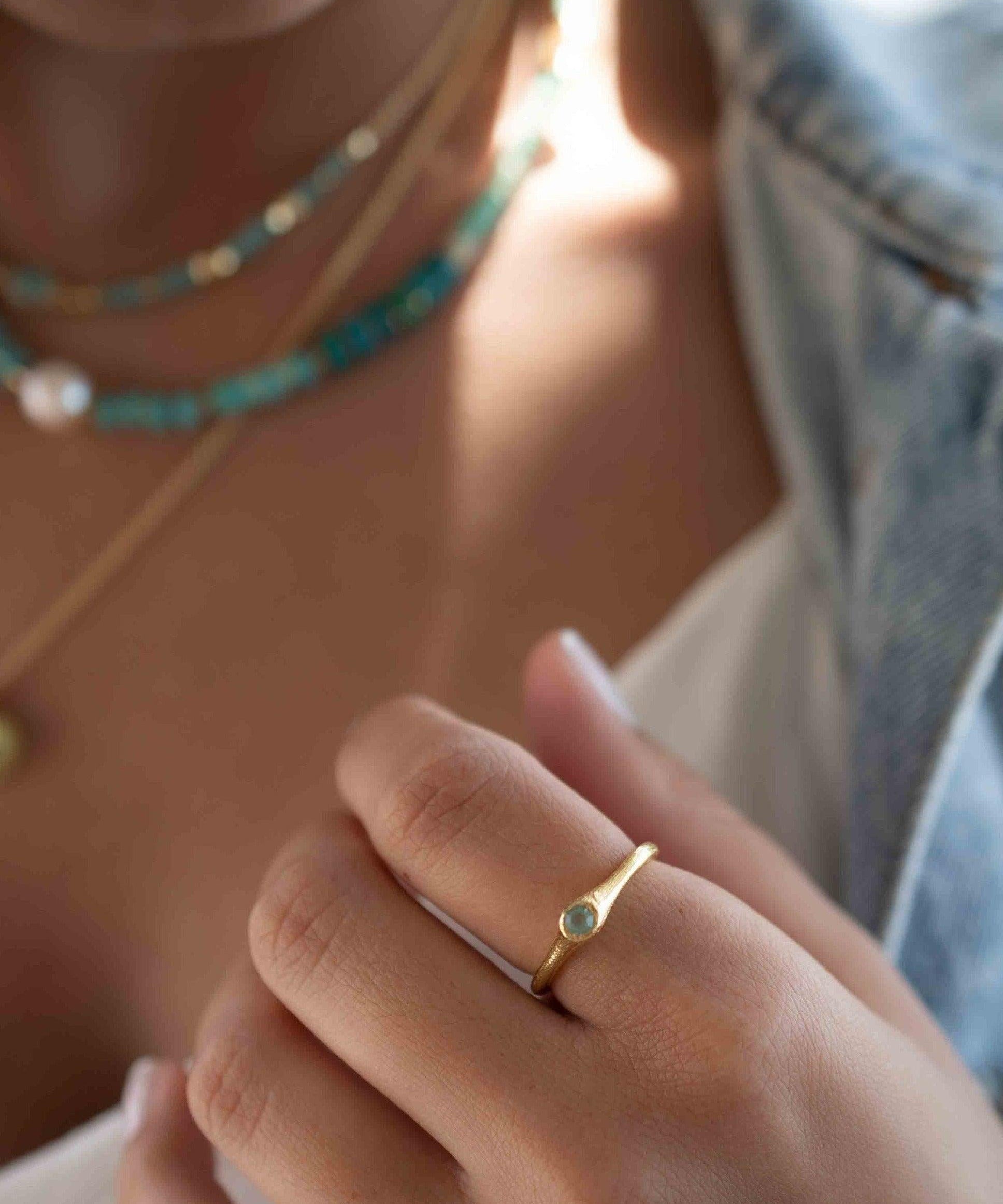 Aqua Chalcedony Gold Ring ~ Delicate ~ 18k Gold Plated ~ Handmade ~ Gemstone~Statement ~Everyday~ Hippie~Bohemian~Stackable ~MR331