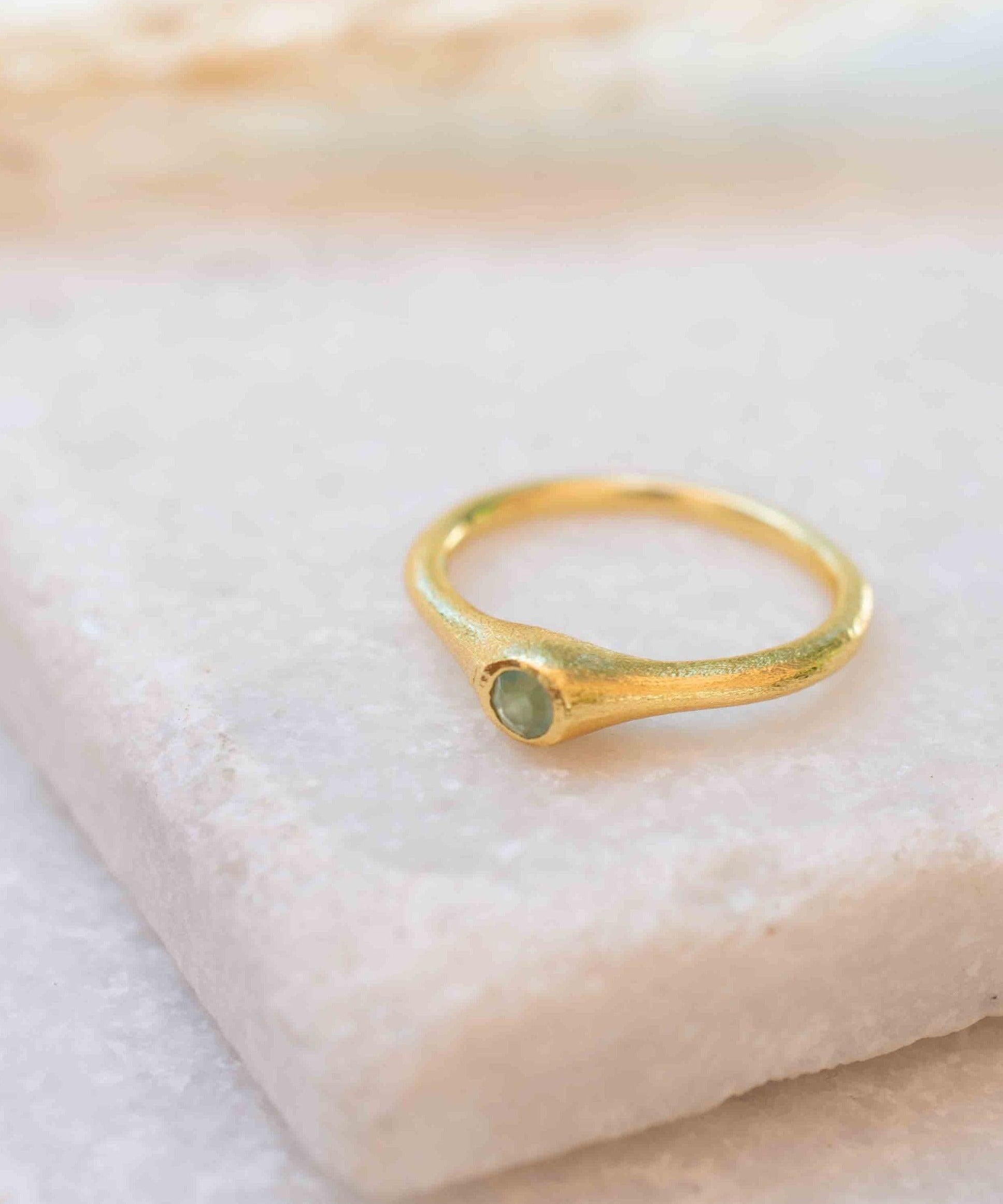 Aqua Chalcedony Gold Ring ~ Delicate ~ 18k Gold Plated ~ Handmade ~ Gemstone~Statement ~Everyday~ Hippie~Bohemian~Stackable ~MR331