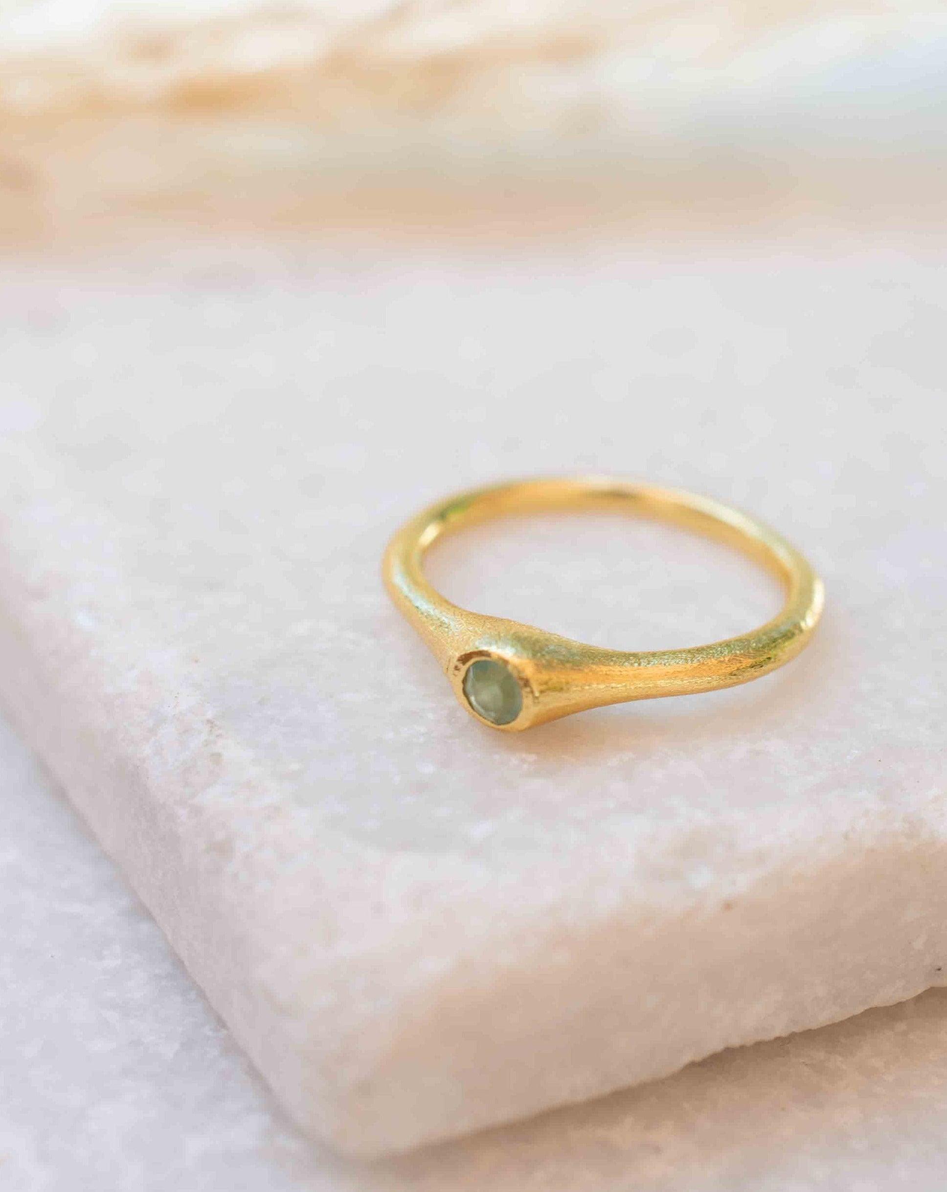 Aqua Chalcedony Gold Ring ~ Delicate ~ 18k Gold Plated ~ Handmade ~ Gemstone~Statement ~Everyday~ Hippie~Bohemian~Stackable ~MR331