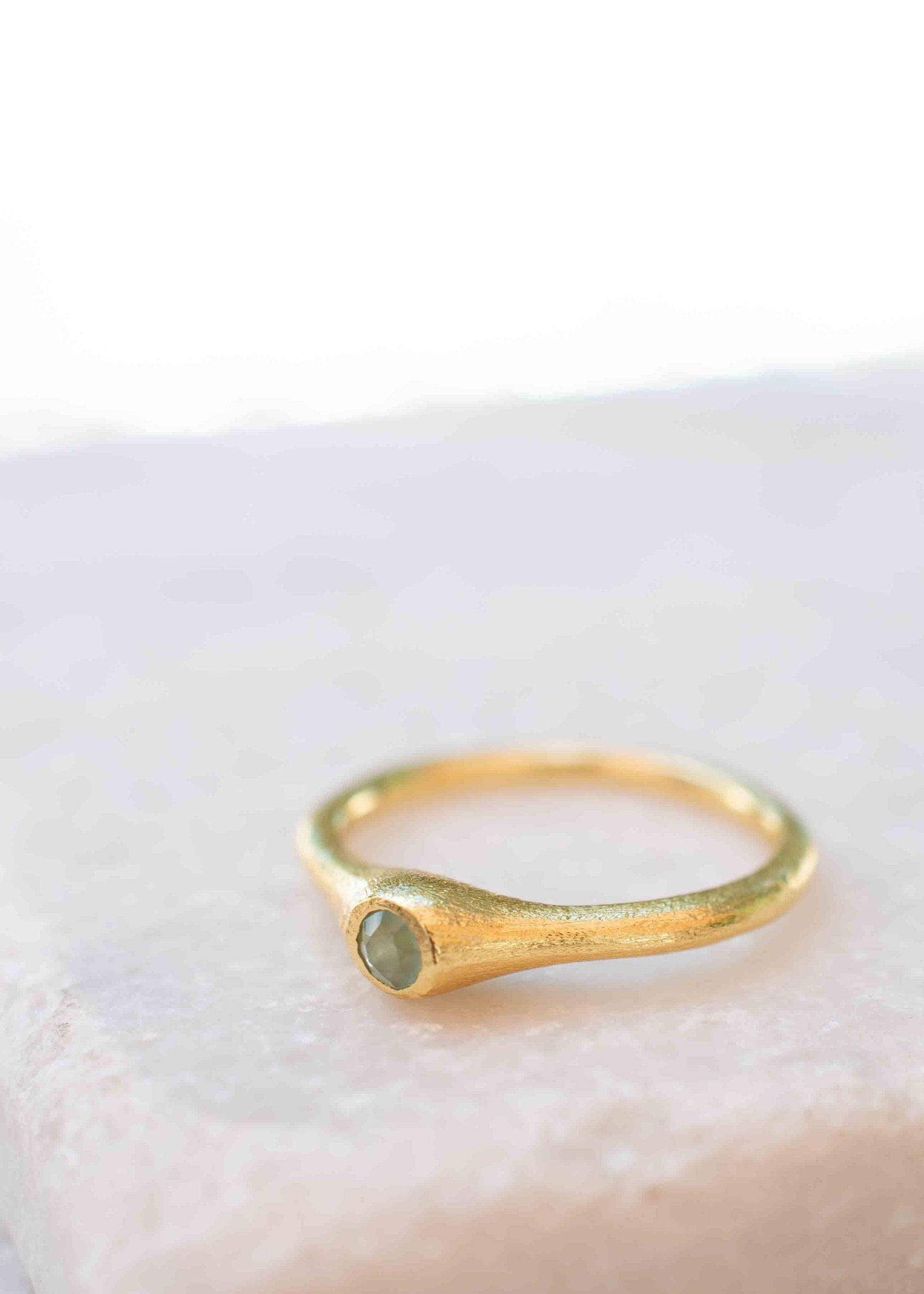 Aqua Chalcedony Gold Ring ~ Delicate ~ 18k Gold Plated ~ Handmade ~ Gemstone~Statement ~Everyday~ Hippie~Bohemian~Stackable ~MR331
