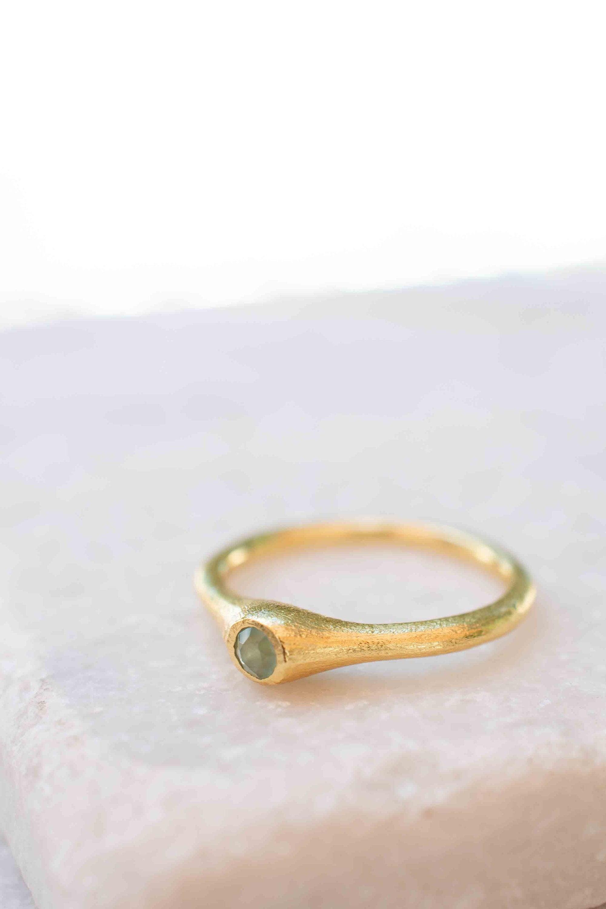 Aqua Chalcedony Gold Ring ~ Delicate ~ 18k Gold Plated ~ Handmade ~ Gemstone~Statement ~Everyday~ Hippie~Bohemian~Stackable ~MR331