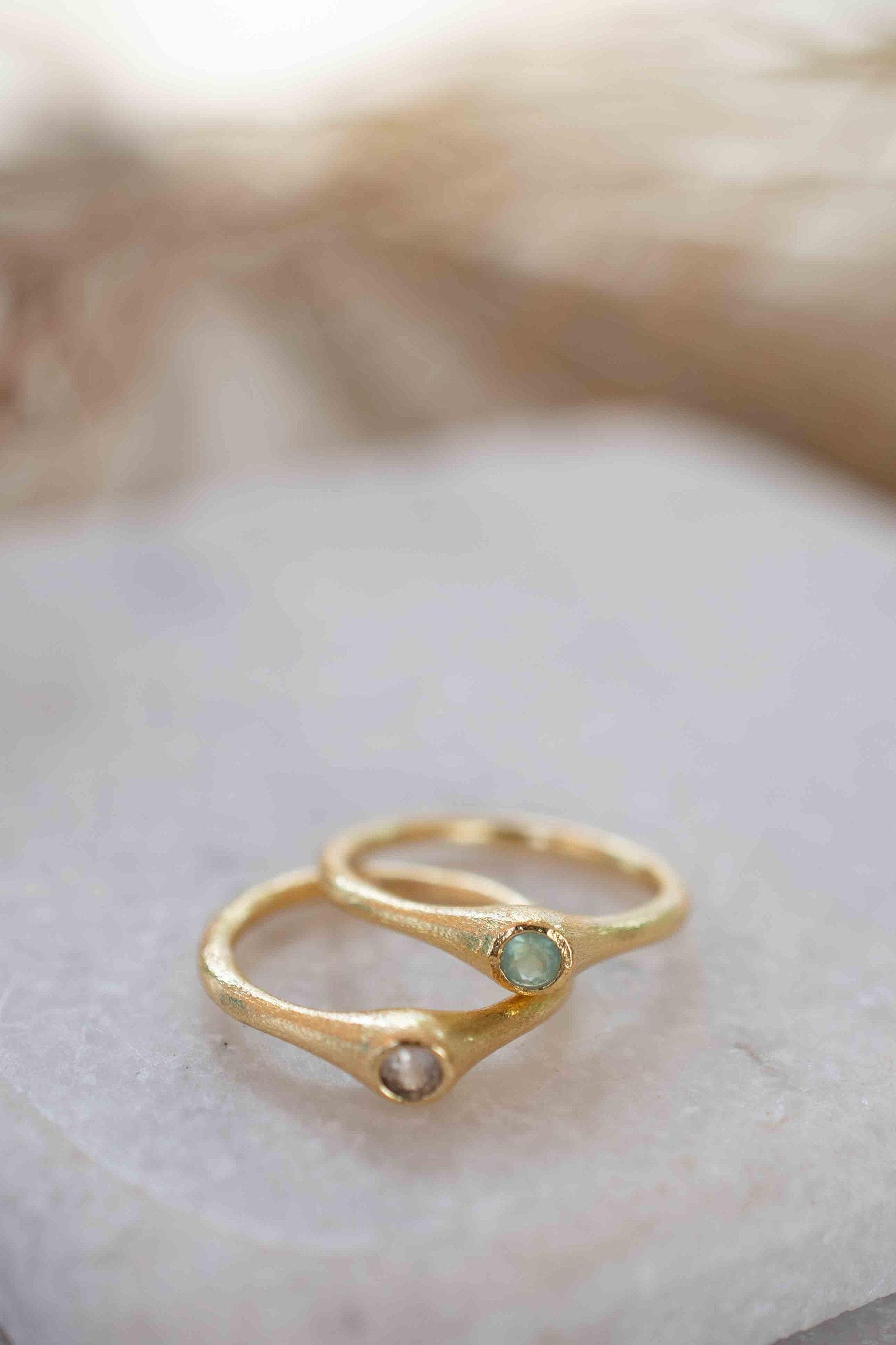 Aqua Chalcedony Gold Ring ~ Delicate ~ 18k Gold Plated ~ Handmade ~ Gemstone~Statement ~Everyday~ Hippie~Bohemian~Stackable ~MR331