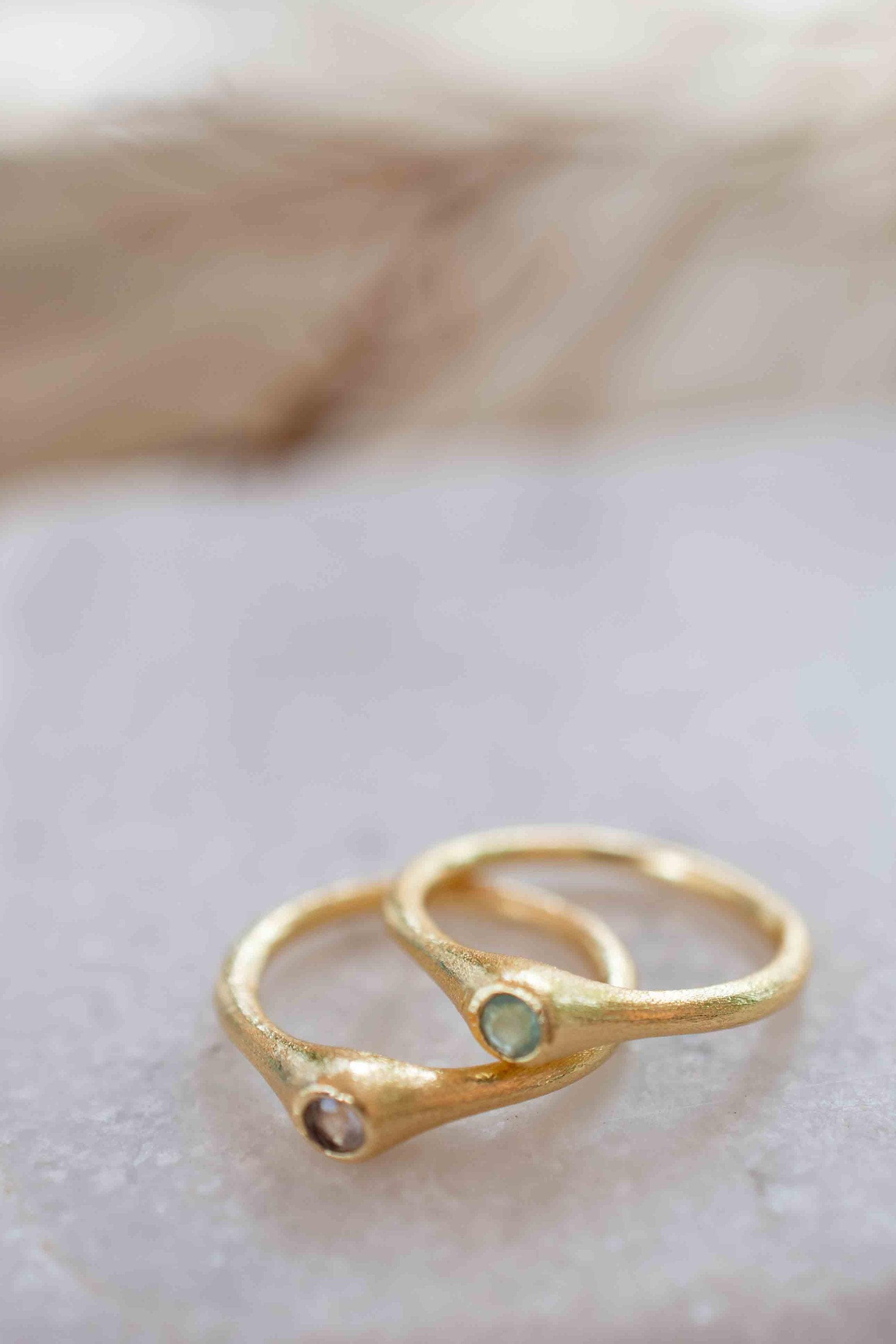 Aqua Chalcedony Gold Ring ~ Delicate ~ 18k Gold Plated ~ Handmade ~ Gemstone~Statement ~Everyday~ Hippie~Bohemian~Stackable ~MR331