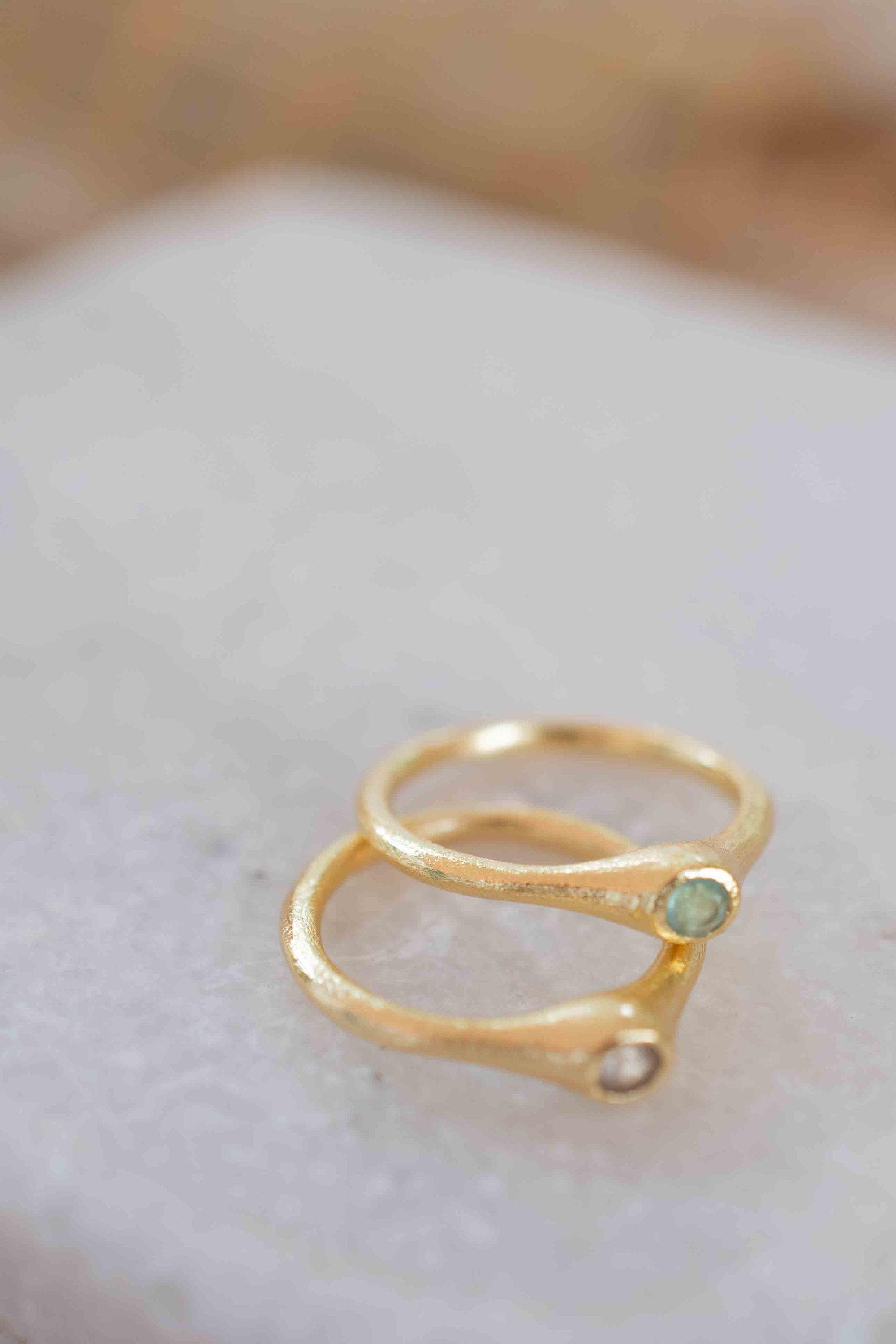 Aqua Chalcedony Gold Ring ~ Delicate ~ 18k Gold Plated ~ Handmade ~ Gemstone~Statement ~Everyday~ Hippie~Bohemian~Stackable ~MR331