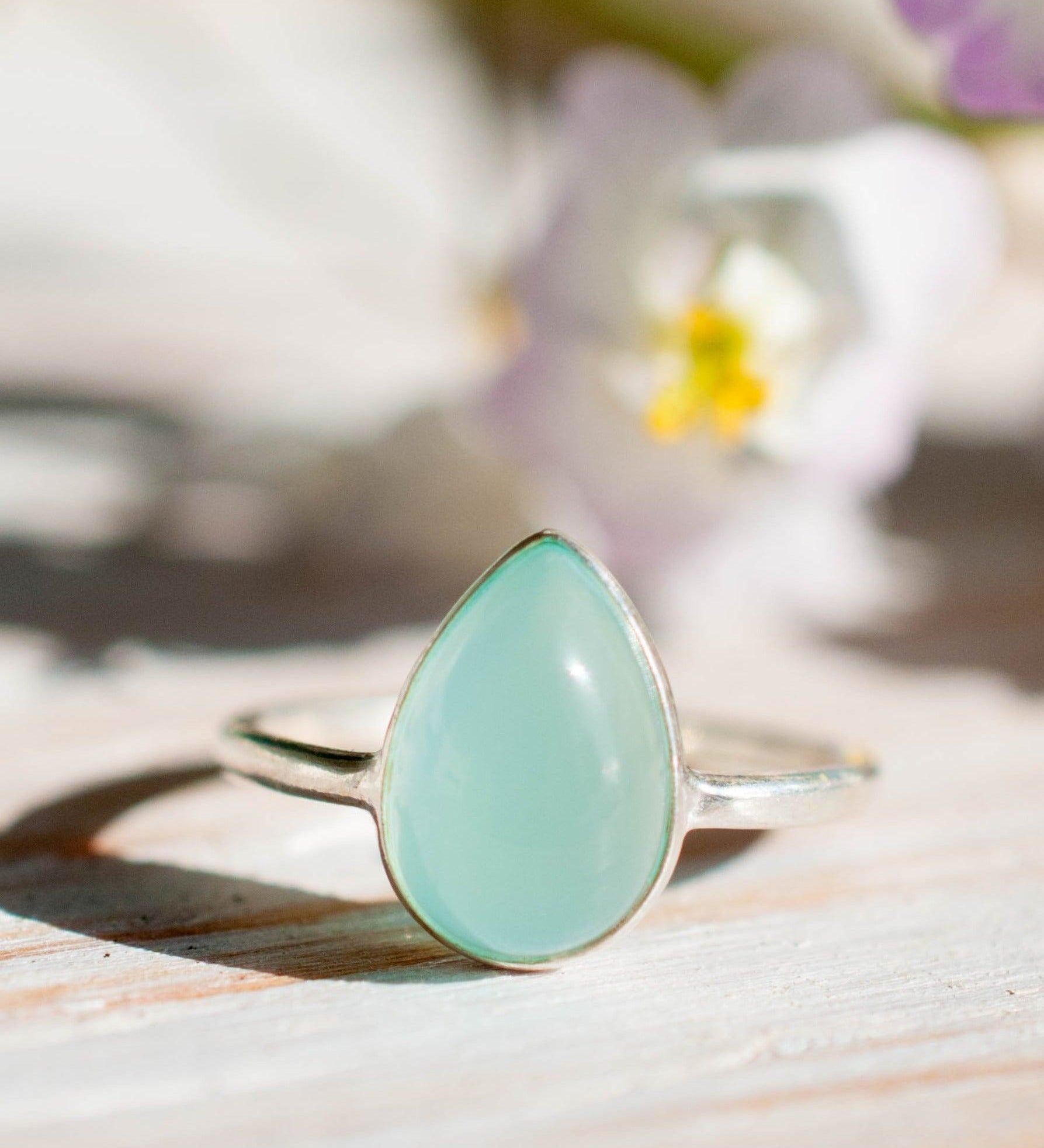 Aqua Chalcedony Ring ~ Sterling Silver 925 ~MR021 - Maresia Jewelry