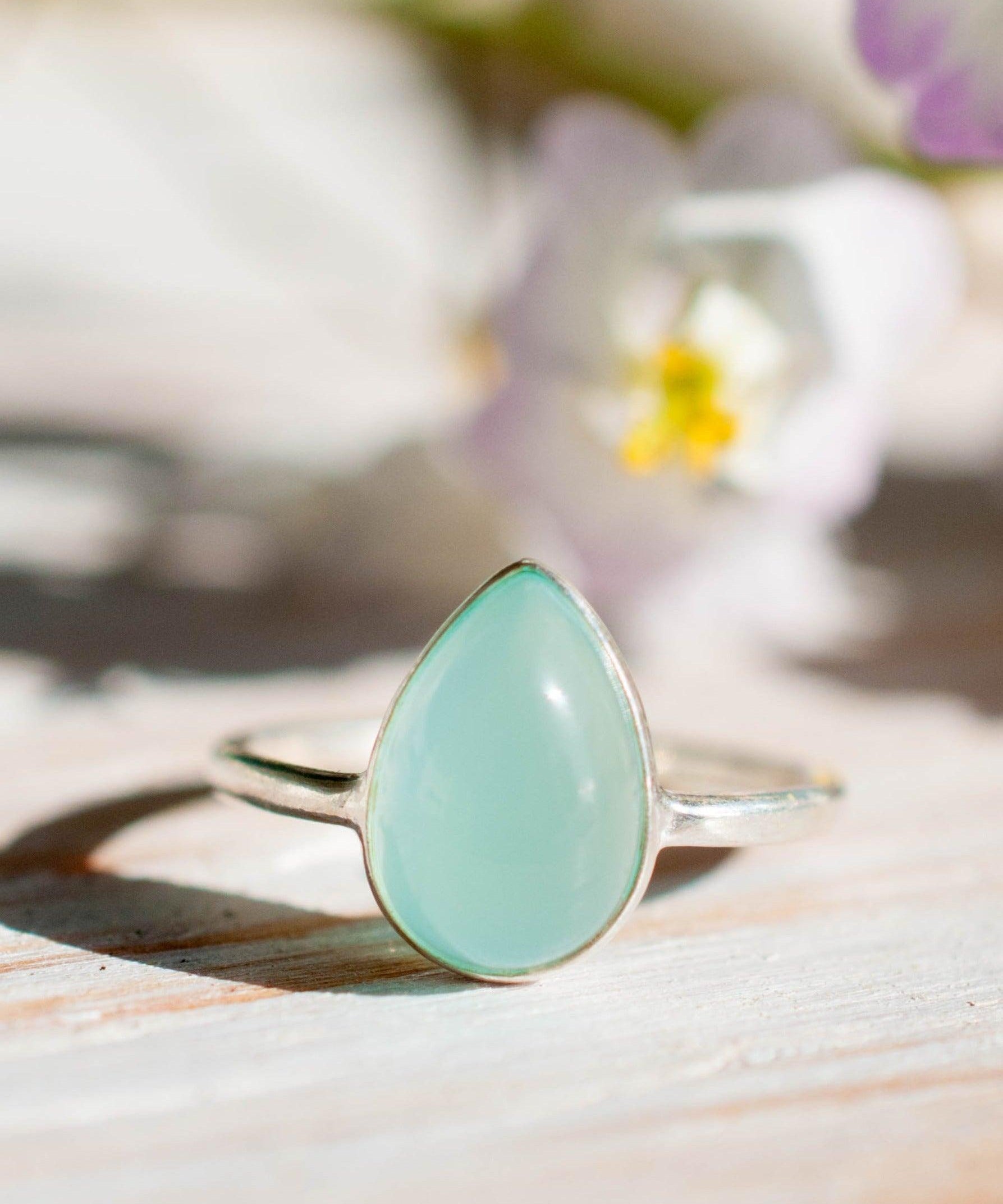 Aqua Chalcedony Ring ~ Sterling Silver 925 ~MR021 - Maresia Jewelry