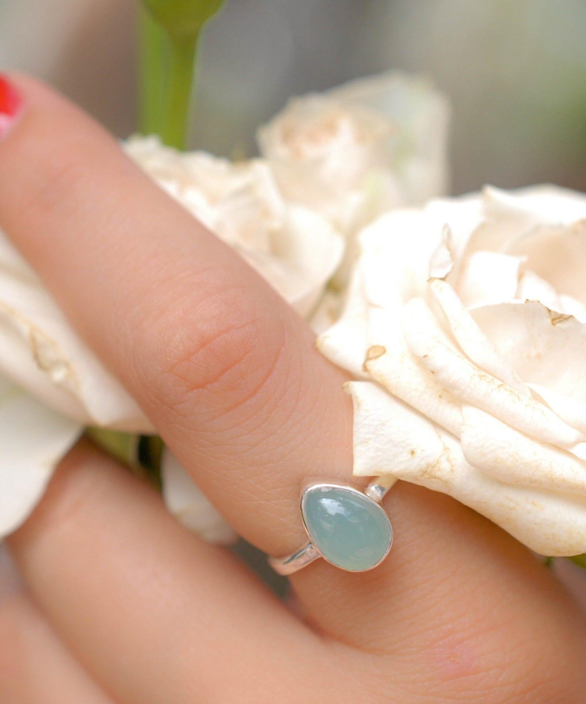 Aqua Chalcedony Ring ~ Sterling Silver 925 ~MR021 - Maresia Jewelry