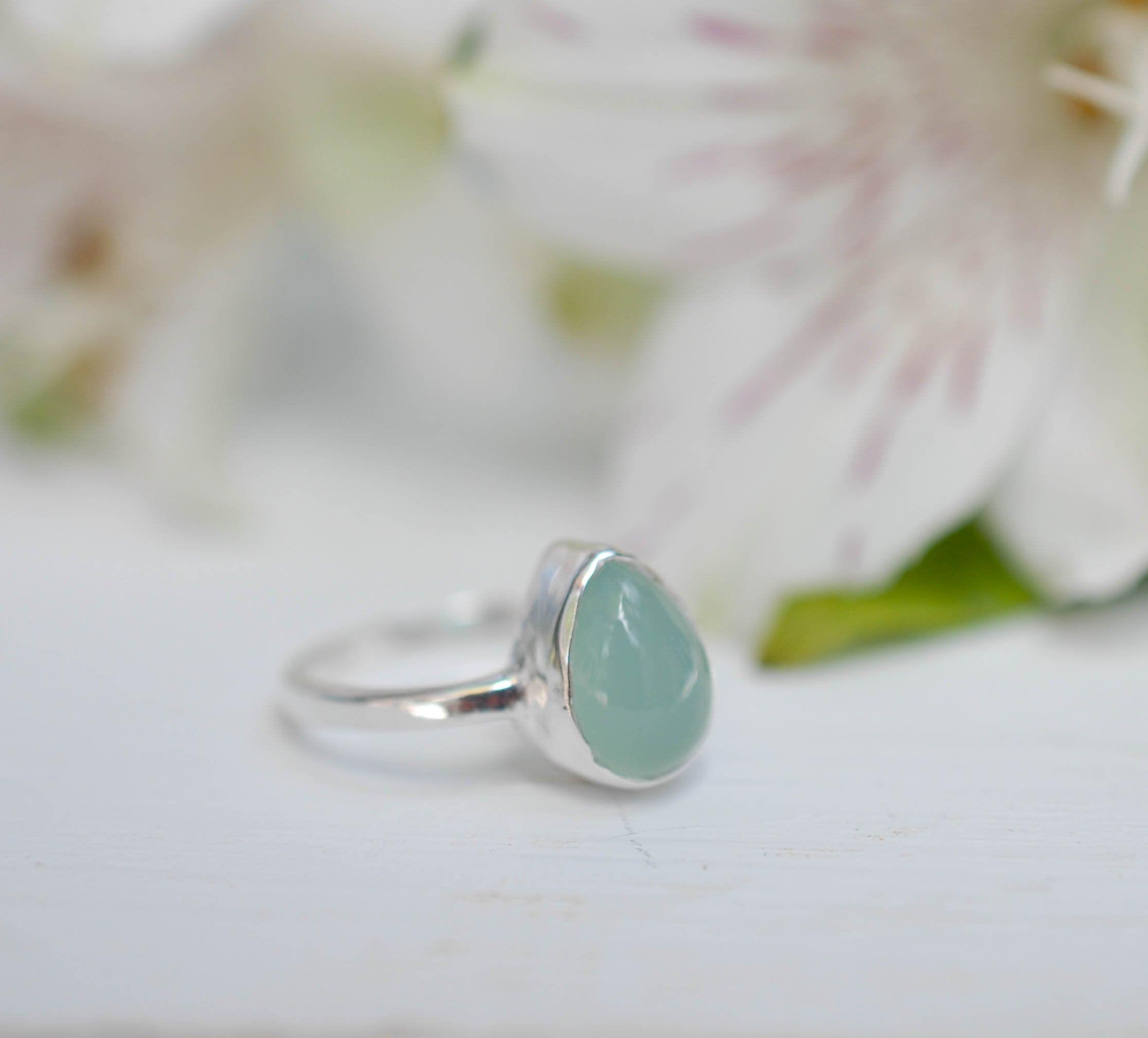 Aqua Chalcedony Ring ~ Sterling Silver 925 ~MR021 - Maresia Jewelry