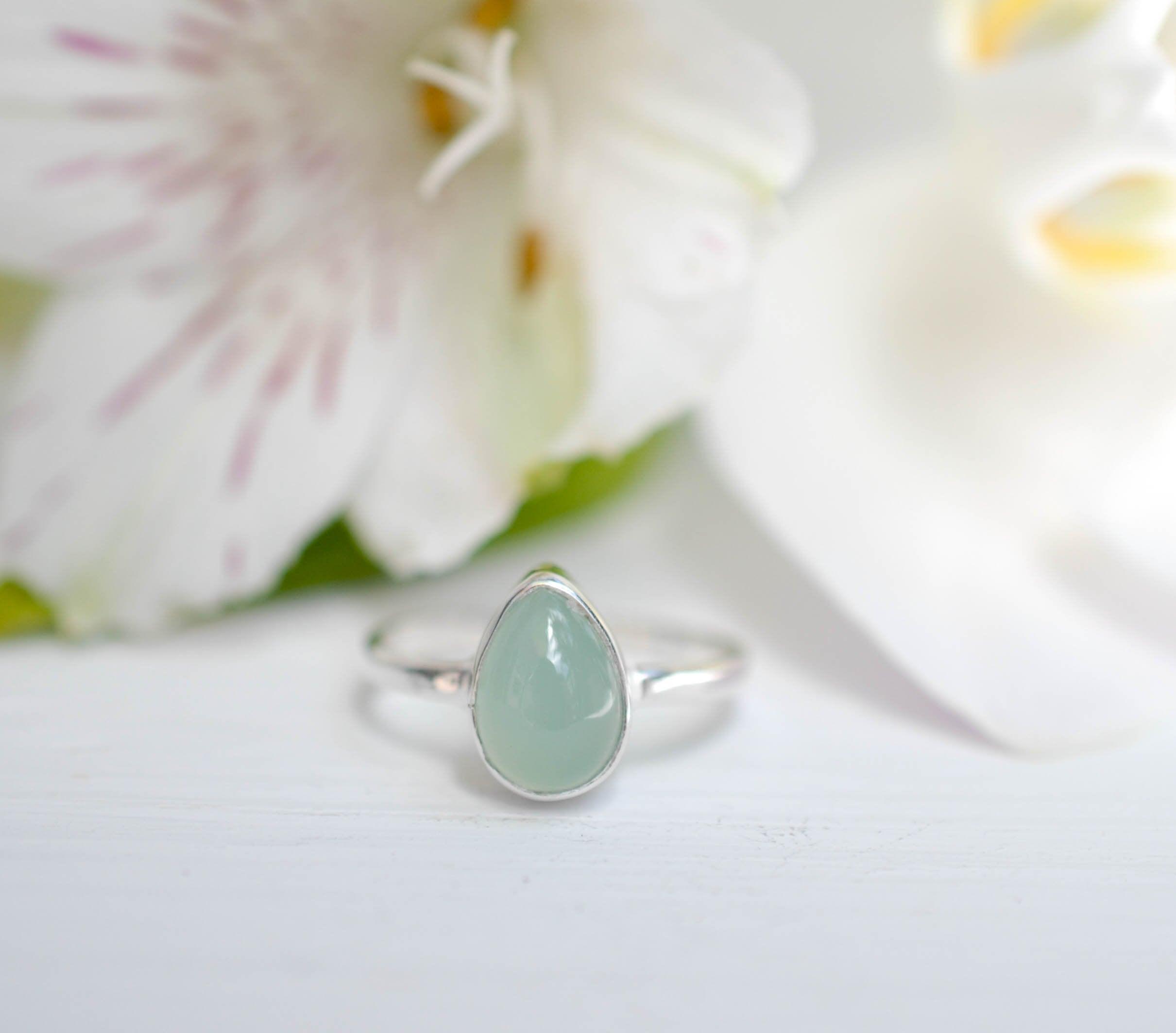 Aqua Chalcedony Ring ~ Sterling Silver 925 ~MR021 - Maresia Jewelry