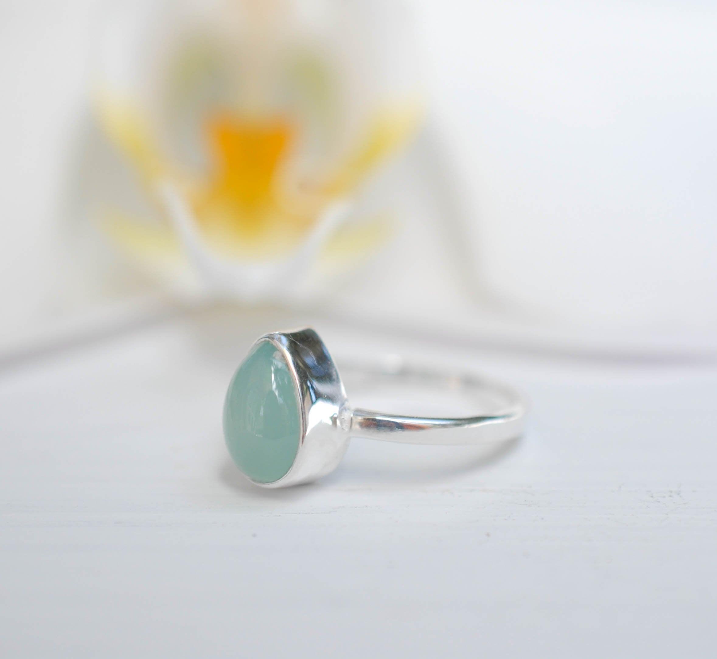 Aqua Chalcedony Ring ~ Sterling Silver 925 ~MR021 - Maresia Jewelry