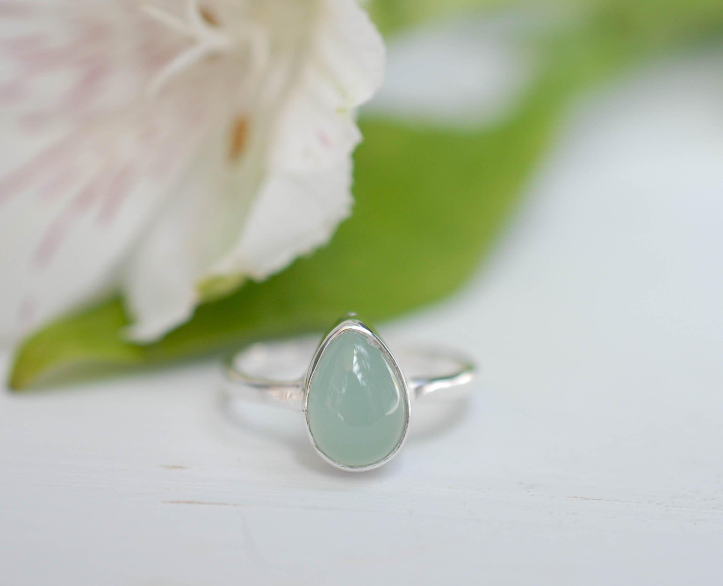 Aqua Chalcedony Ring ~ Sterling Silver 925 ~MR021 - Maresia Jewelry